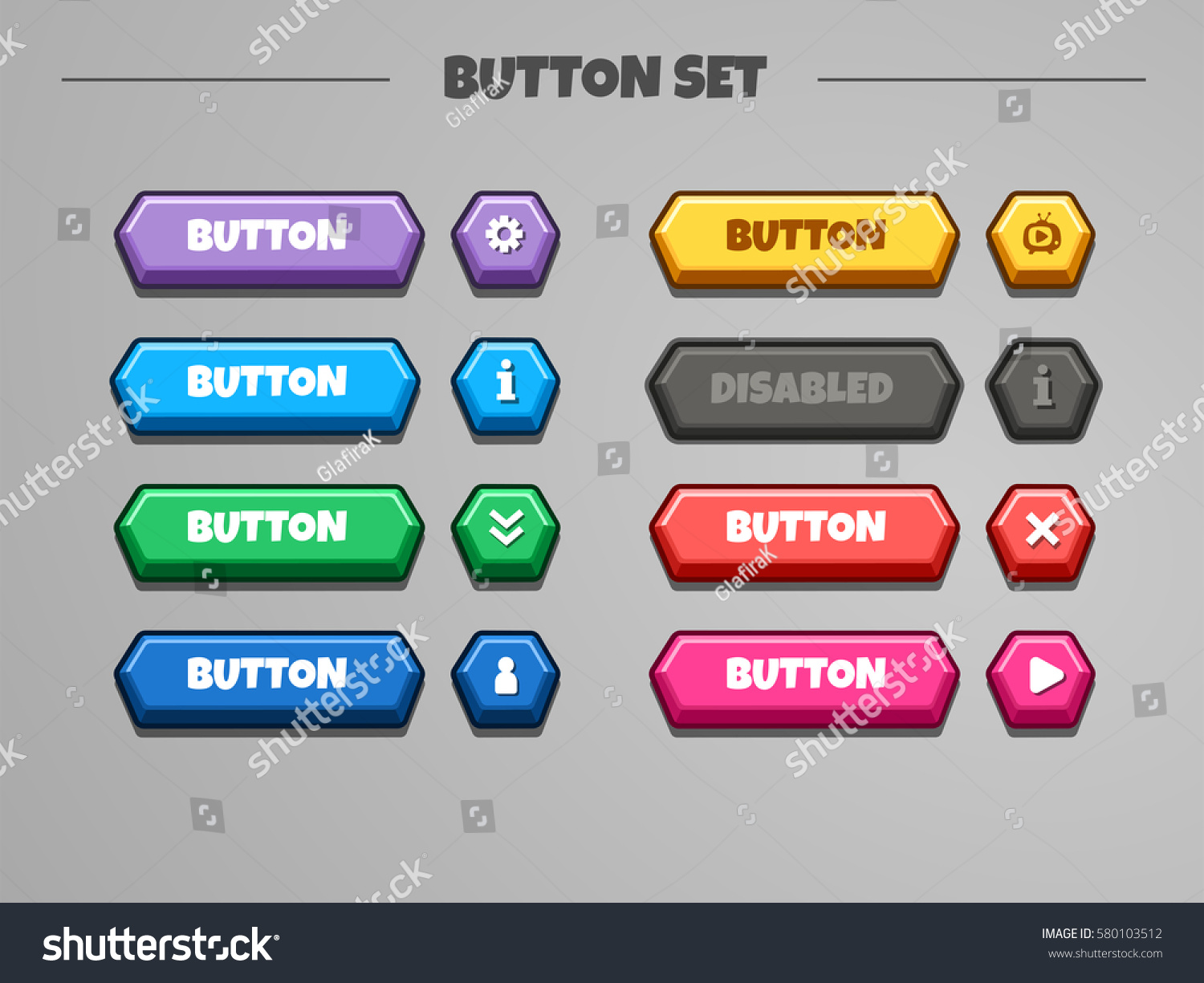3d Buttons Set Vector Gui Assets Stock Vector 580103512 - Shutterstock