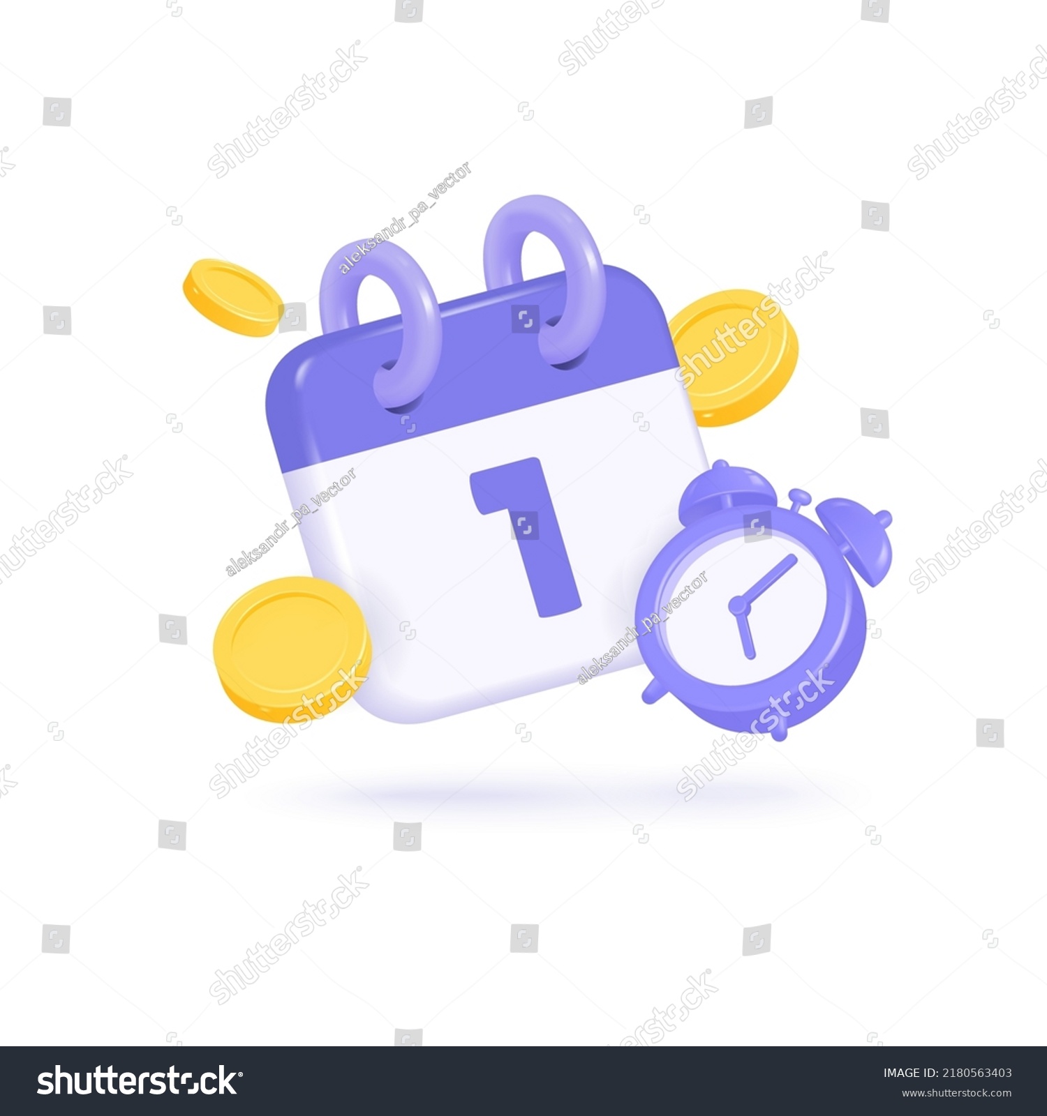 SVG of 3d calendar and alarm clock with gold coins around. the concept of a reminder of timely payment for services. vector illustration in realistic style isolated on white background. svg