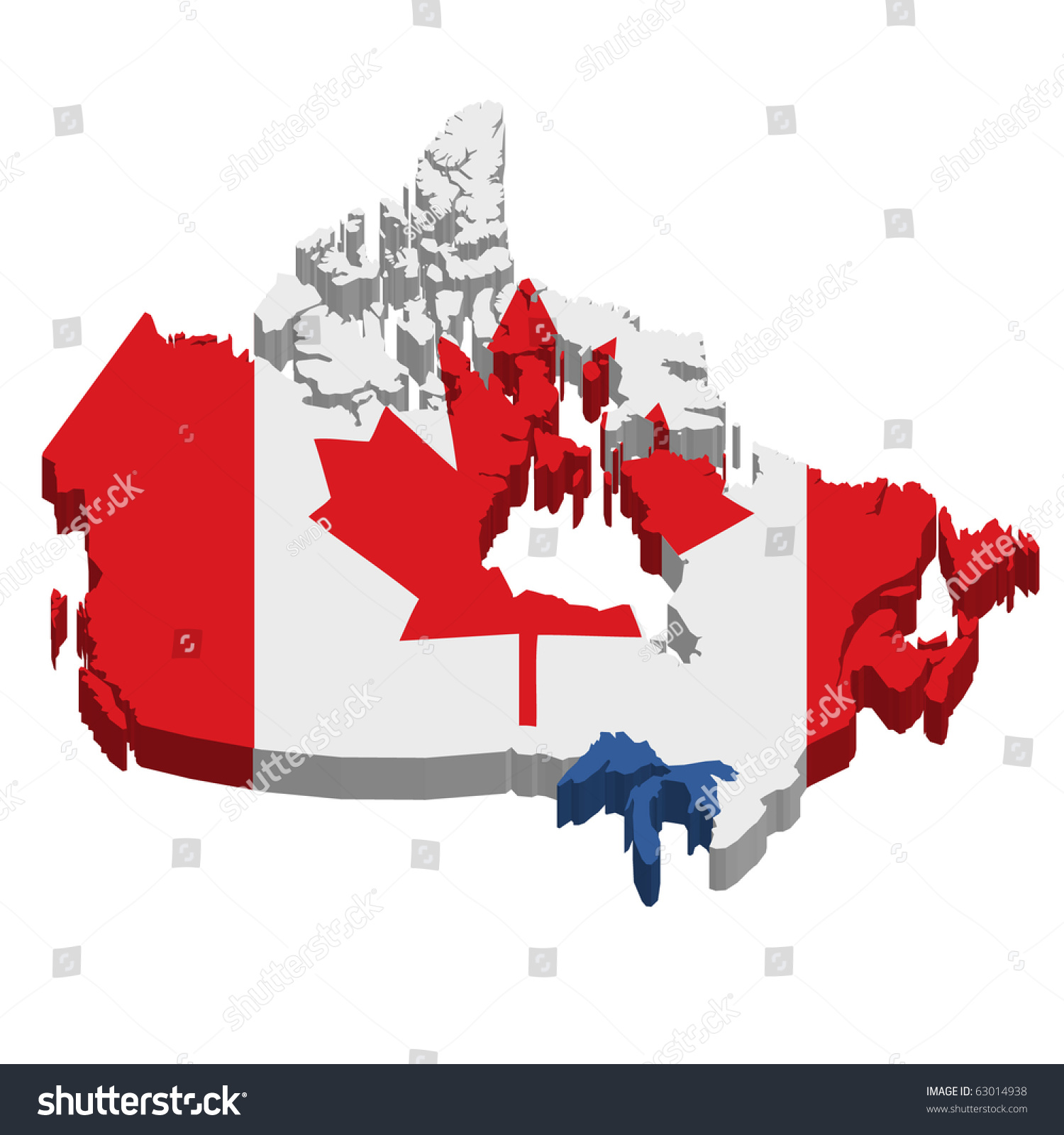 3d Canada Map With Flag (Eps10 Vector) - 63014938 : Shutterstock