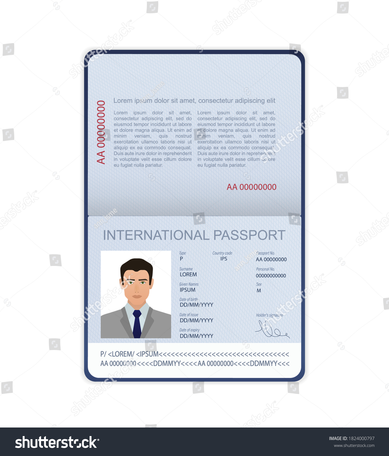 3d Card International Passport Flat Style Stock Vector (Royalty Free ...