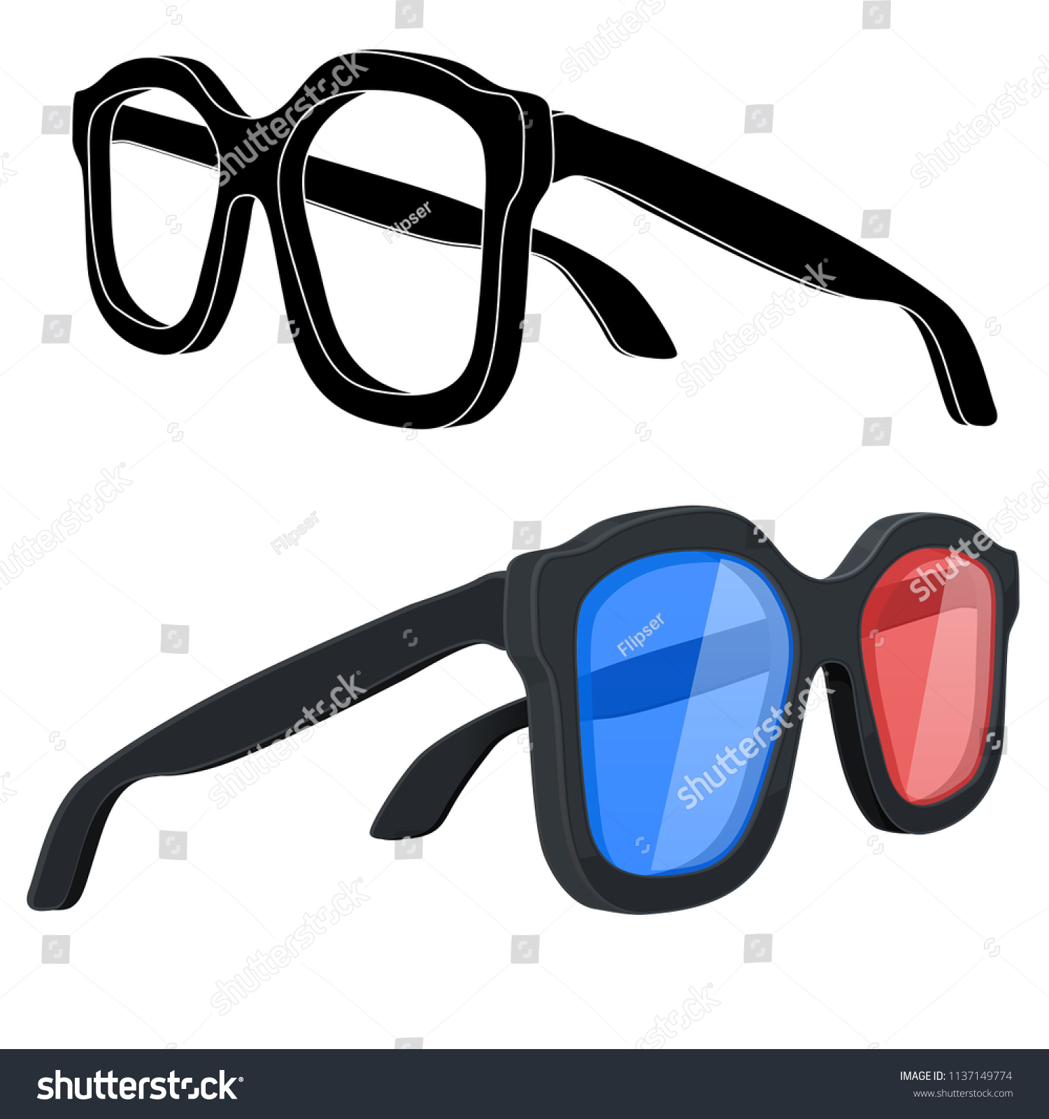 3d Cinema Glasses Vector Illustration Isolated Stock Vector (Royalty ...