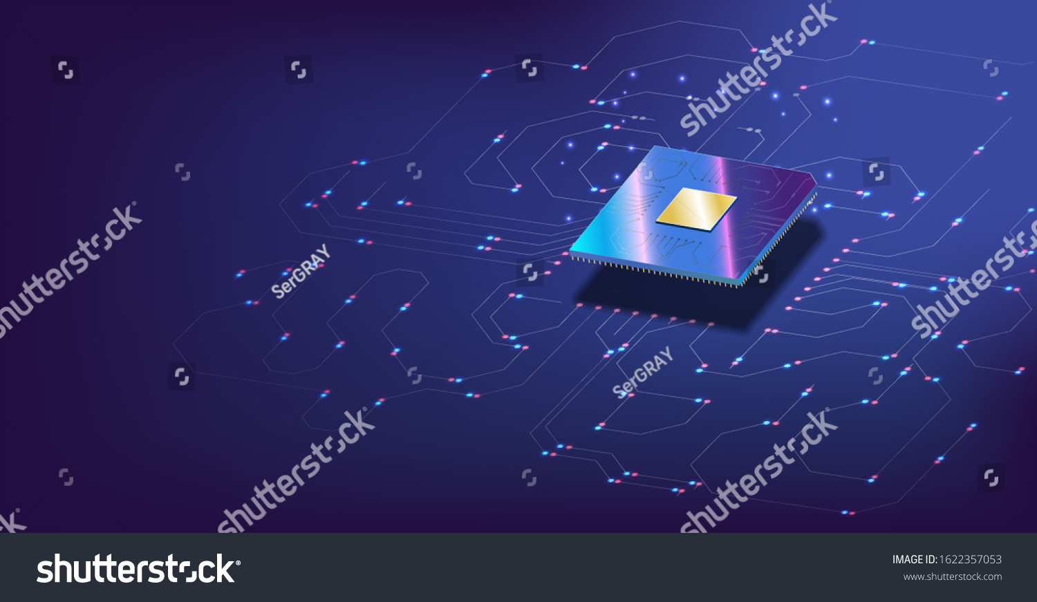 3d Closeup Cpu Web Design Integrated Stock Vector (Royalty Free) 1622357053
