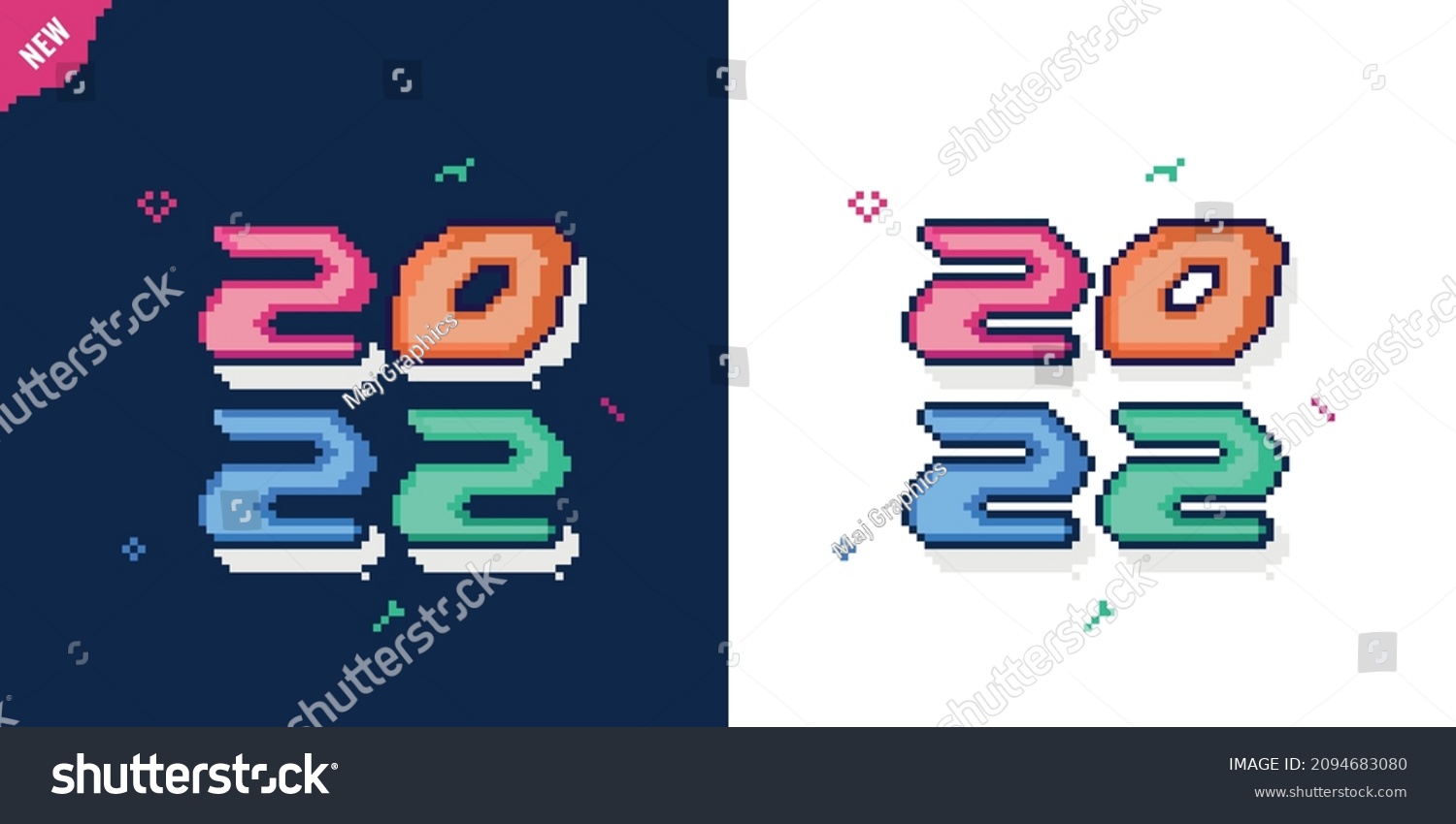 3d Colorful Pixel Art 2022 Number Stock Vector (Royalty Free) 2094683080