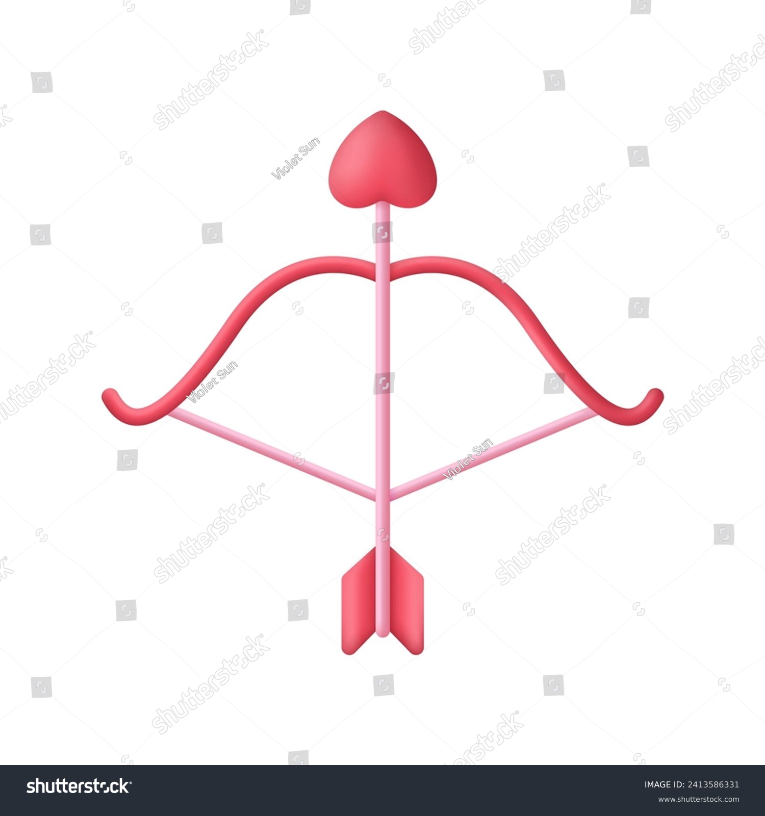 SVG of 3D Cupid's bow icon. A bow with an arrow and a heart. Valentine's day concept. Love icon. Trendy and modern vector in 3d style svg