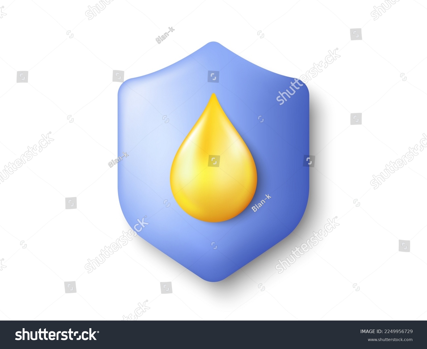 SVG of 3d drop of oil on shield icon. Golden drop of honey or omega healthcare vitamin. Protection or defense shield. Symbol of safe product. Liquid oil fuel, 3d sunflower oil drop. Vector svg