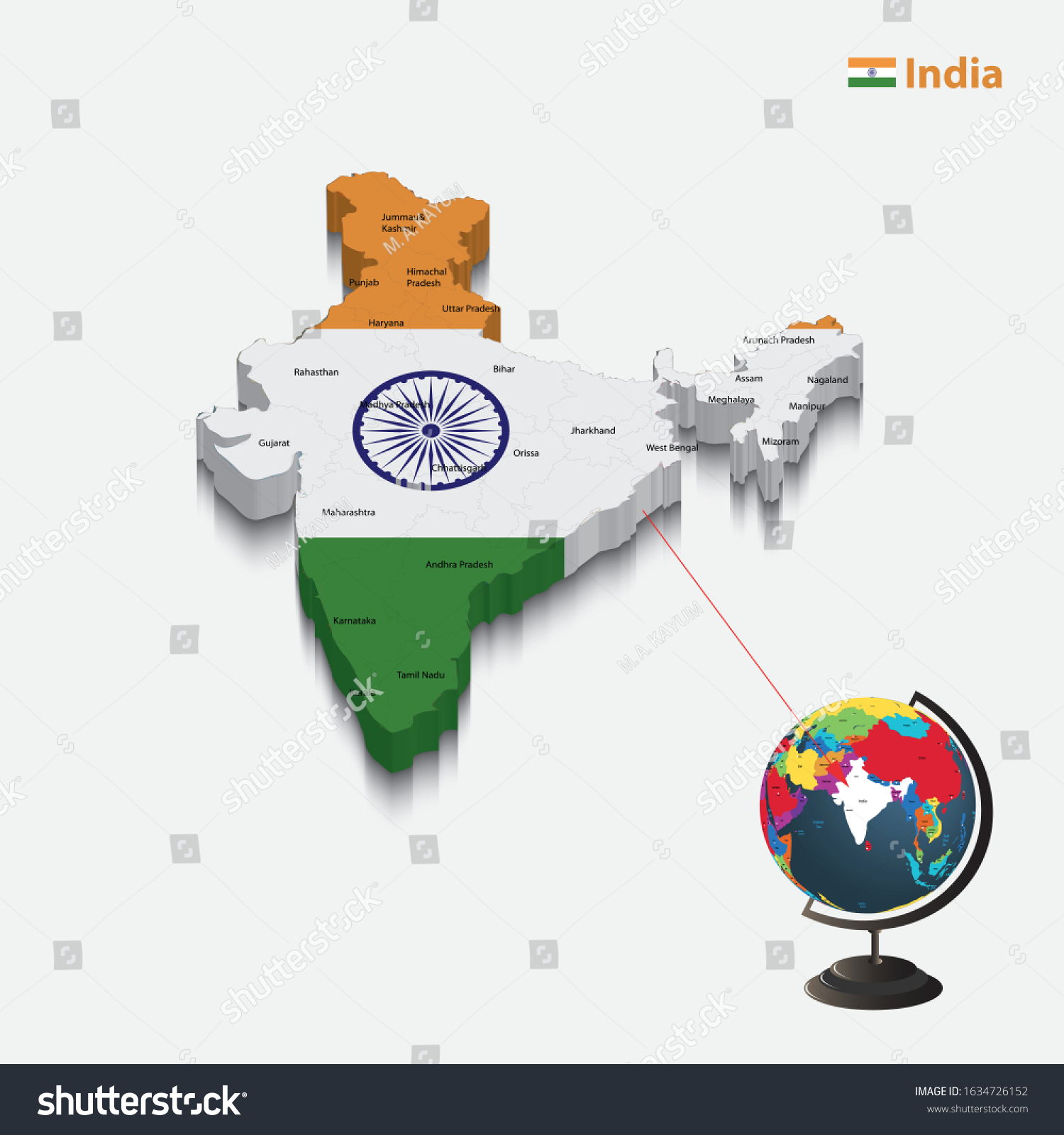 3d Flag Map India Vector 3d: Vector De Stock (libre De Regalías ...