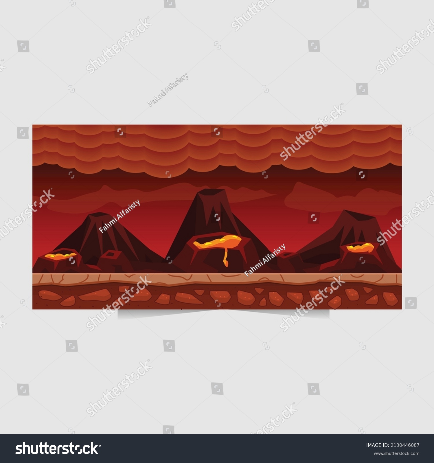 2d Flat Illustration Landscape Perfect Background Stock Vector (Royalty ...