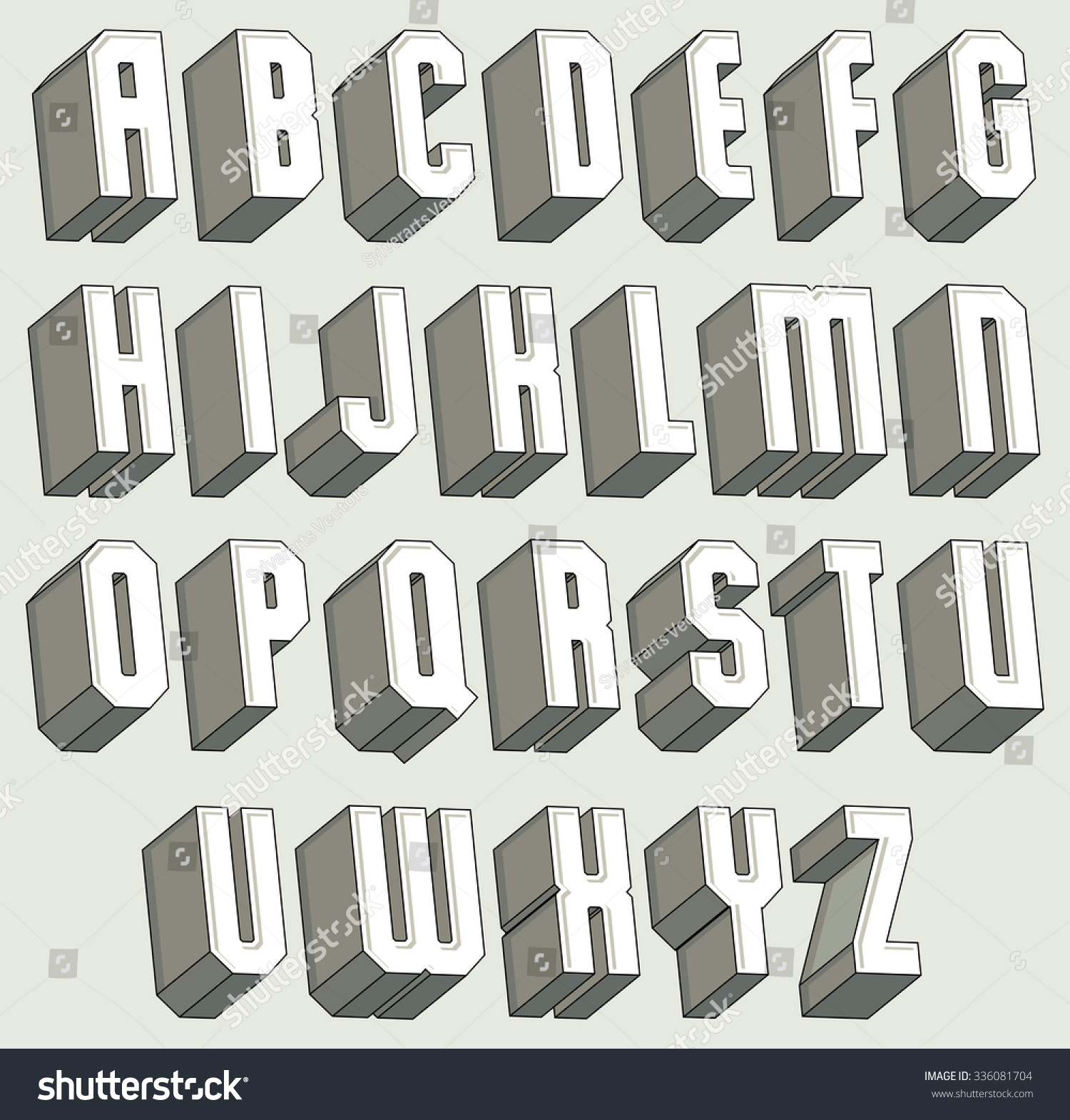 3d Font Geometric Threedimensional Letters Set Stock Vector (Royalty ...