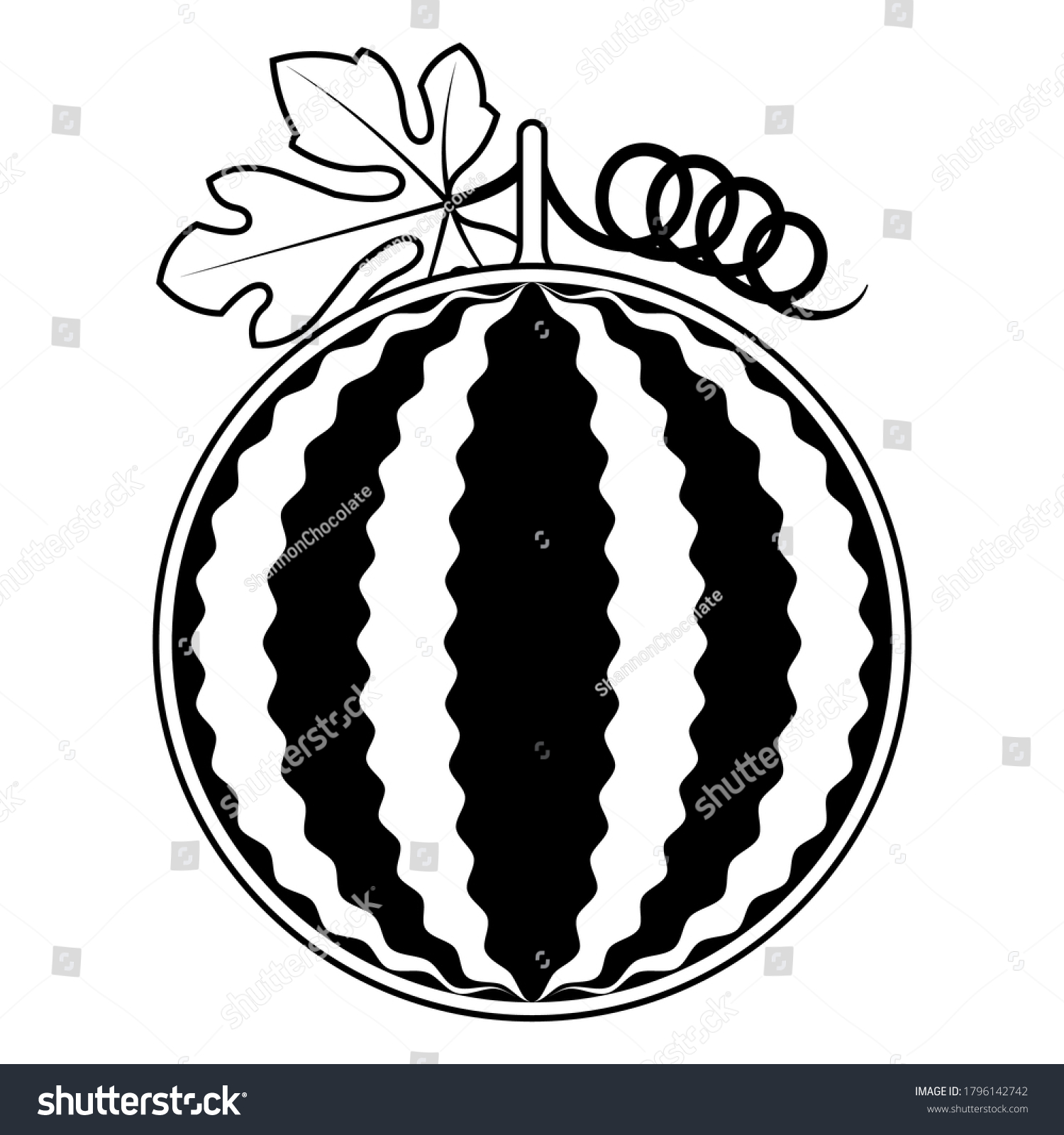 白い背景に2dフルーツベクター画像 白黒のスイカのフルーツシルエット フルーツアイコンイラスト のベクター画像素材 ロイヤリティフリー