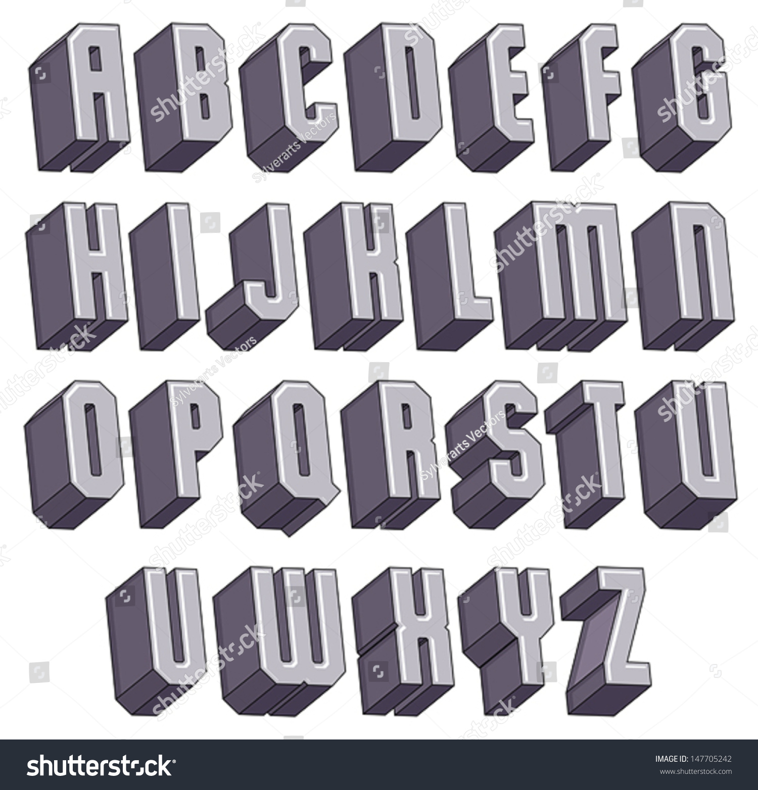 3d Geometric Bold Font Monochrome Dimensional Stock Vector 147705242 ...