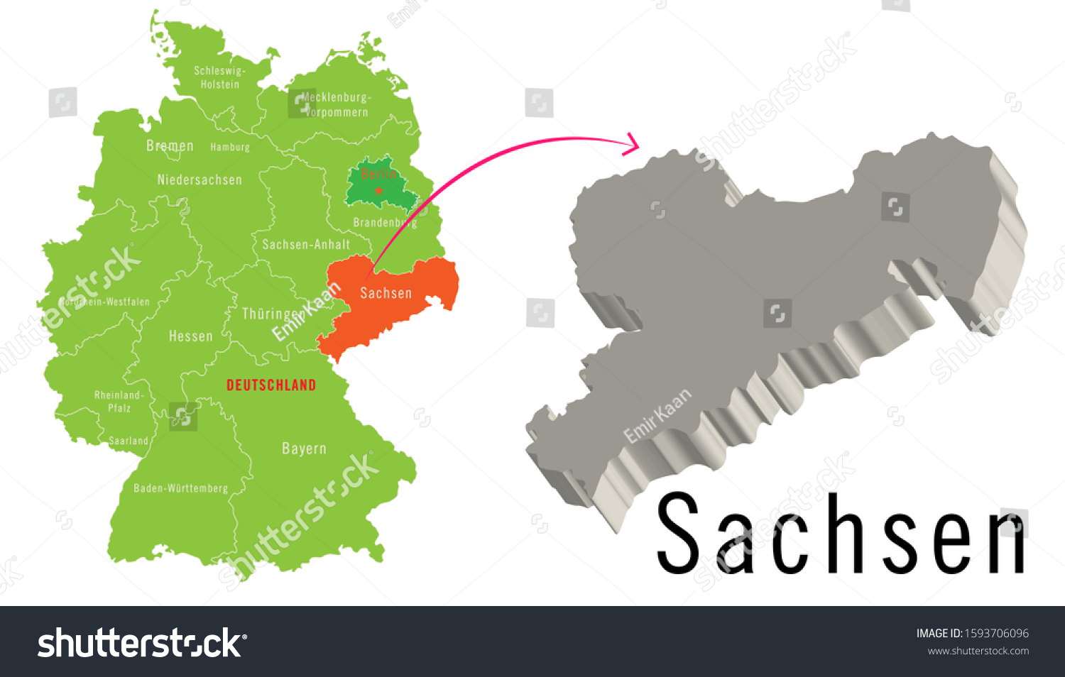 SVG of 3D Germany cities map -  Sachsen svg