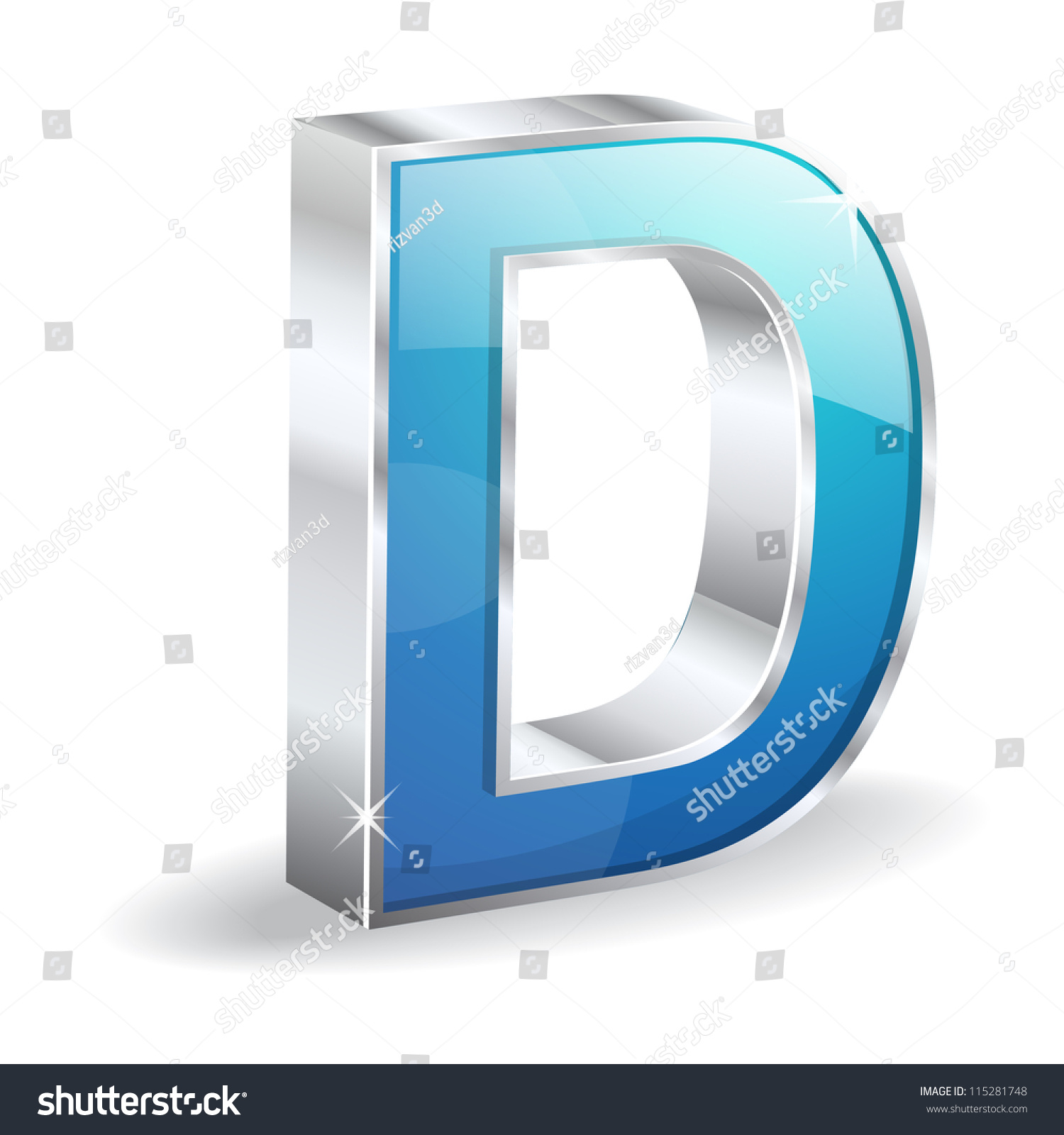 3d Glossy Alphabet D Letter Vector Character - 115281748 : Shutterstock
