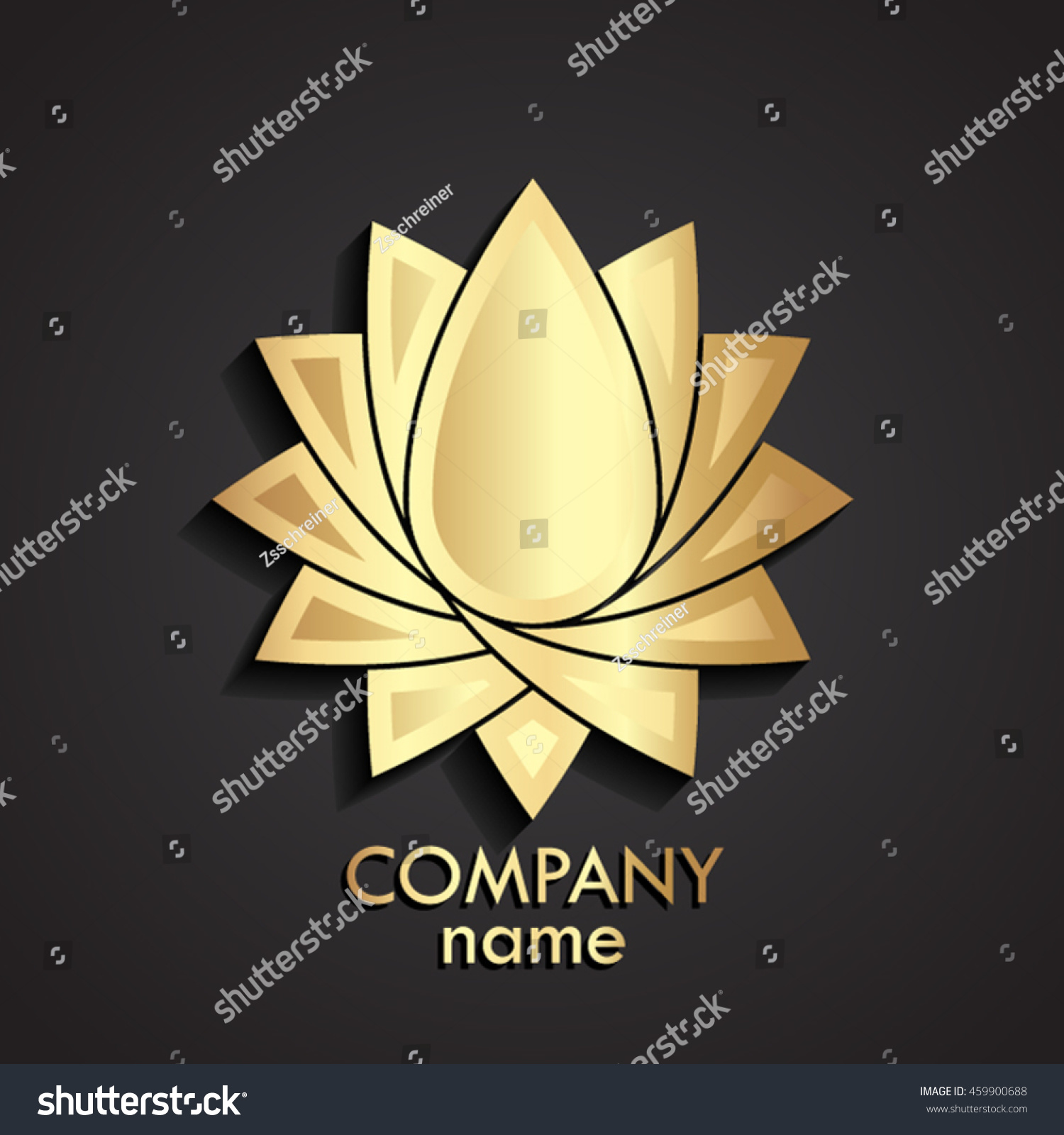 3d Gold Flower Shape Logo Vector Stock Vector Royalty Free