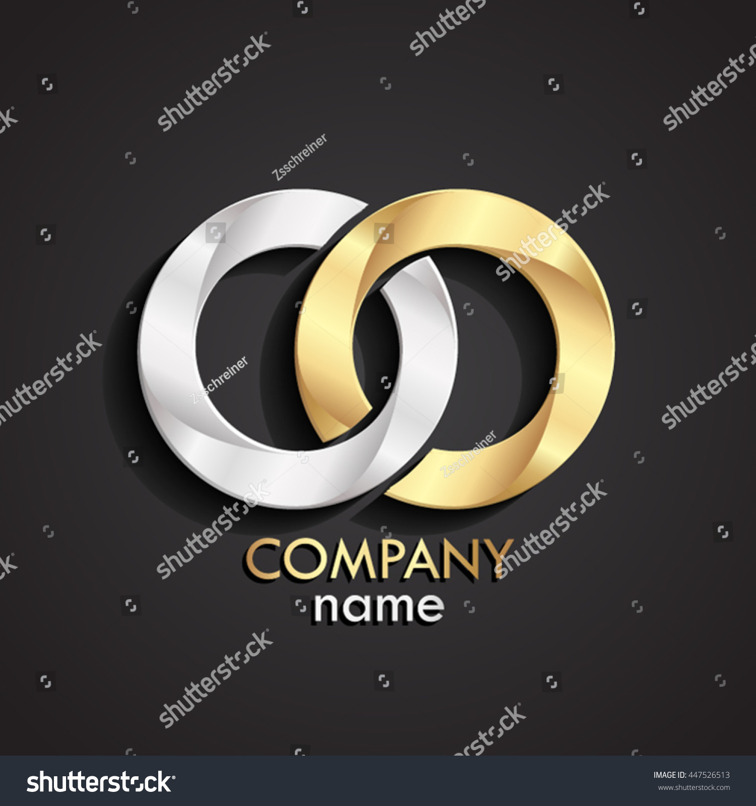 3d Gold Silver Double Circle Logo Stock Vector Royalty Free