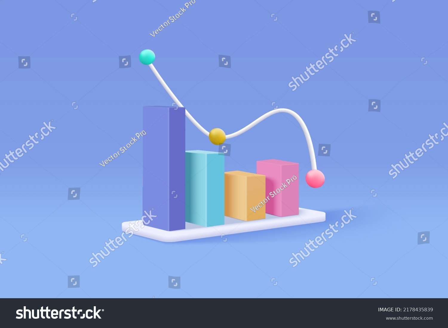 SVG of 3D graph stock icon with plummeting. Business failure with negative trend concept, growth statistic. 3d representation for finance investment. 3d trading stock icon vector render illustration svg