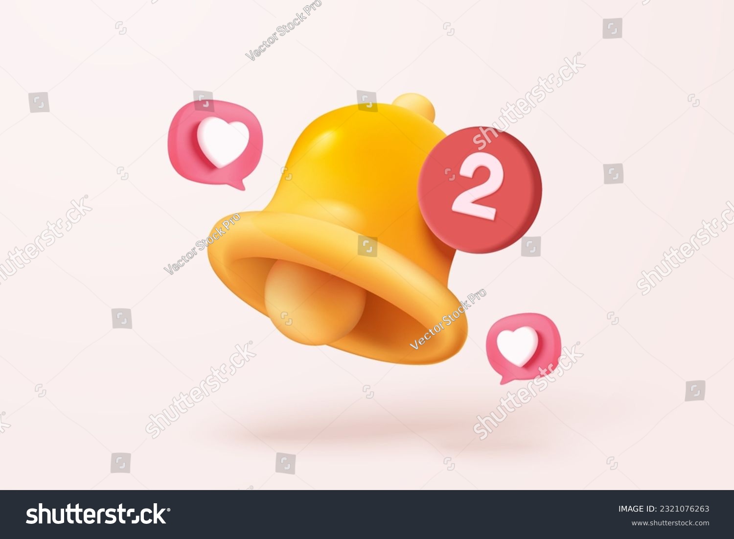 SVG of 3D icon notification bell icon with push bubble notification speech on pastel background. new alert 3d concept for social media element. 3d bell alarm icon for message vector render illustration svg