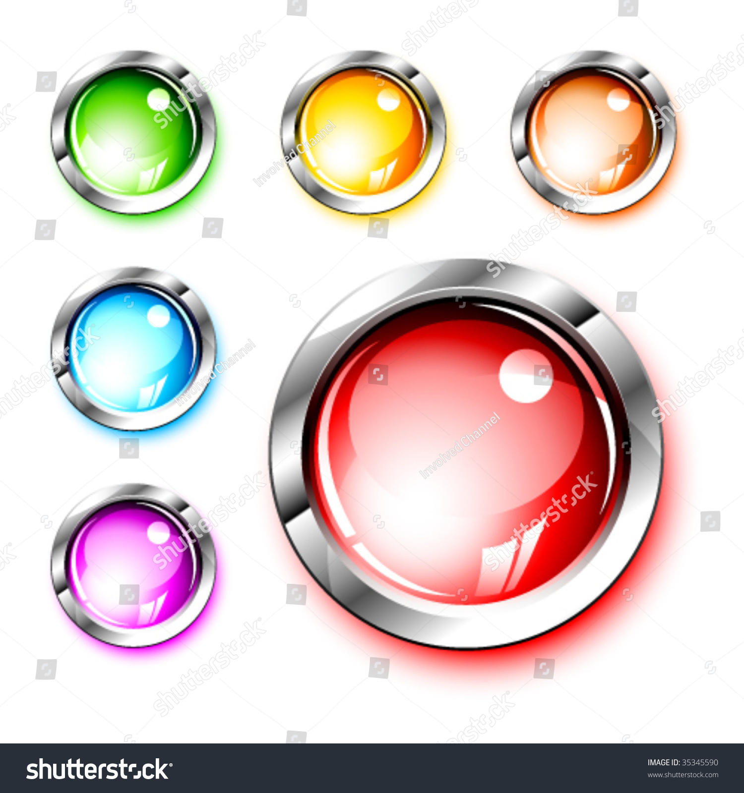 3d Icons: Blank Glossy Push Buttons Stock Vector Illustration 35345590 ...