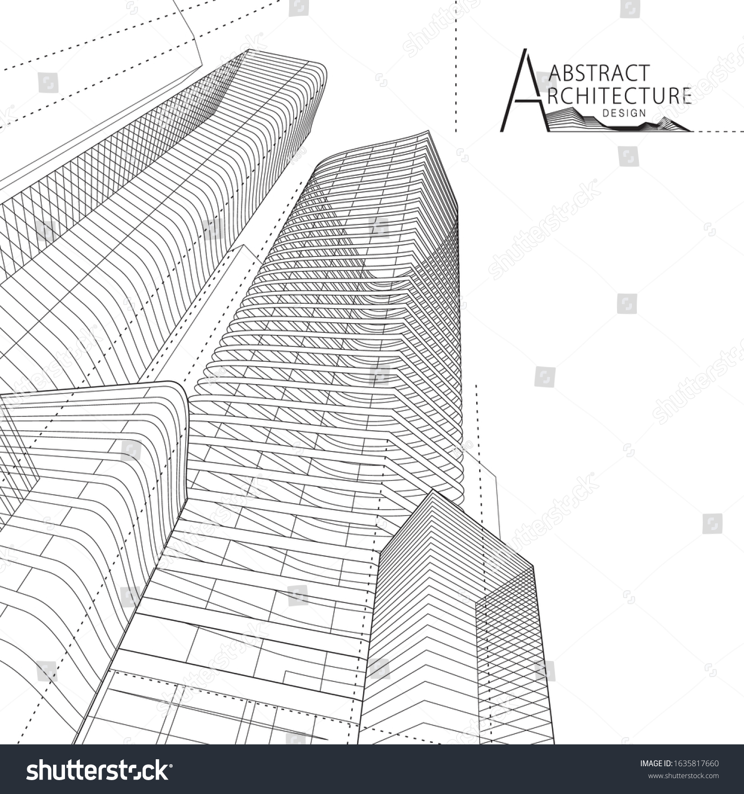 3d Illustration Architecture Building Construction Perspective Stock ...