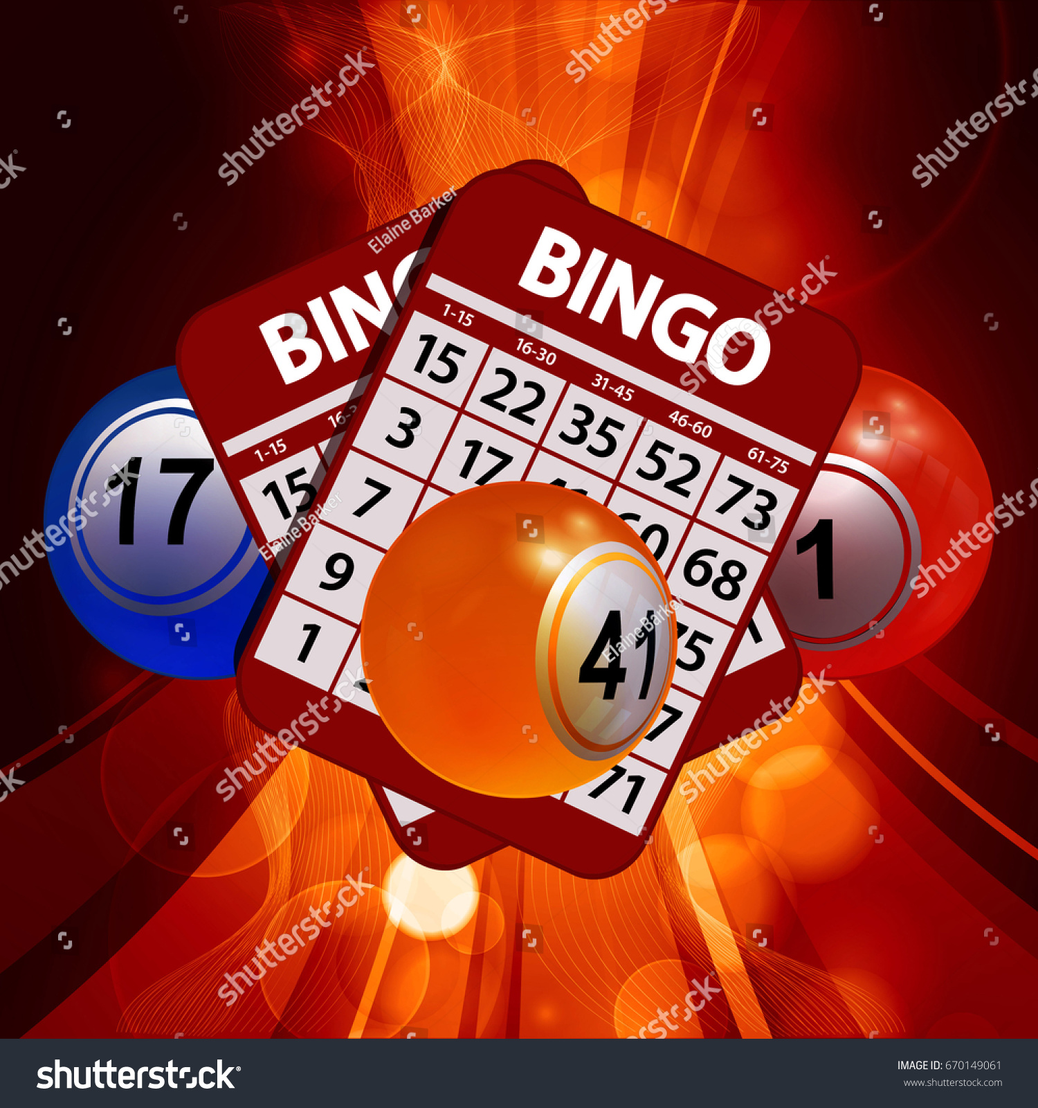 3d Illustration Bingo Lottery Balls Red Stock Vector (Royalty Free ...