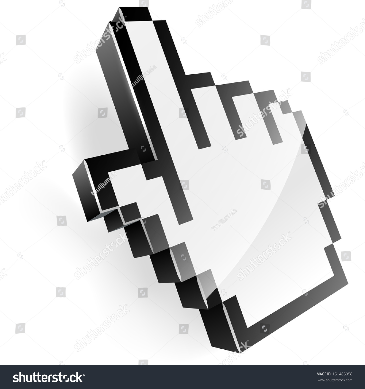 3d Illustration Of Pixel Hand Pointer Isolated On White Background ...