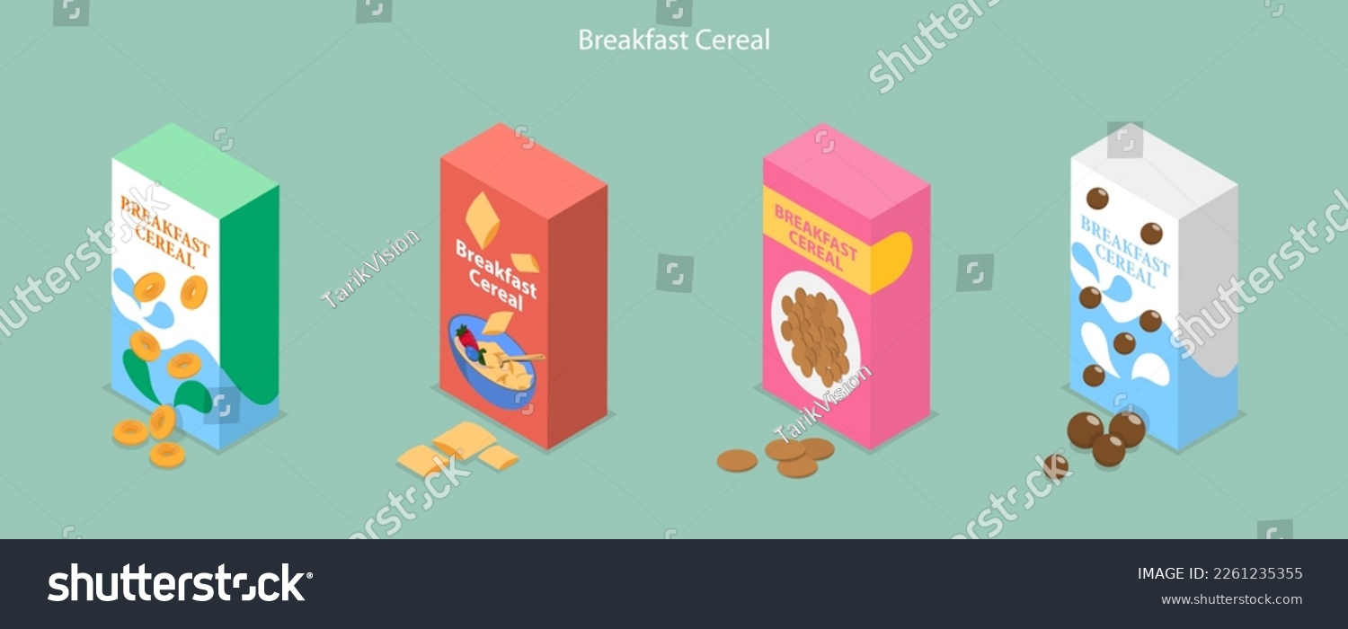 SVG of 3D Isometric Flat Vector Set of Breakfast Cereals, Corn Flakes or Porridge Oatmeal svg