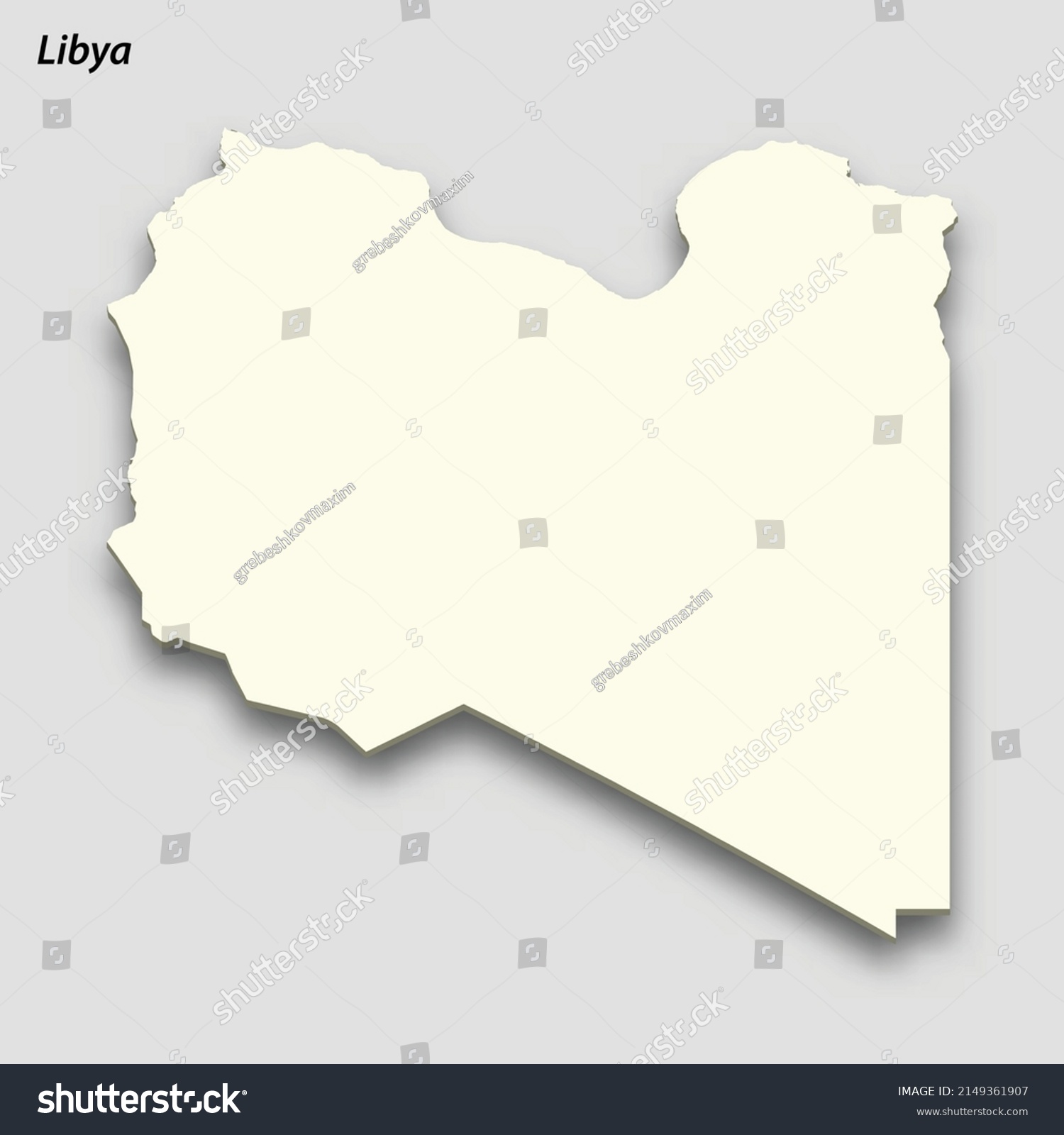 3d Isometric Map Libya Isolated Shadow Stock Vector (Royalty Free ...