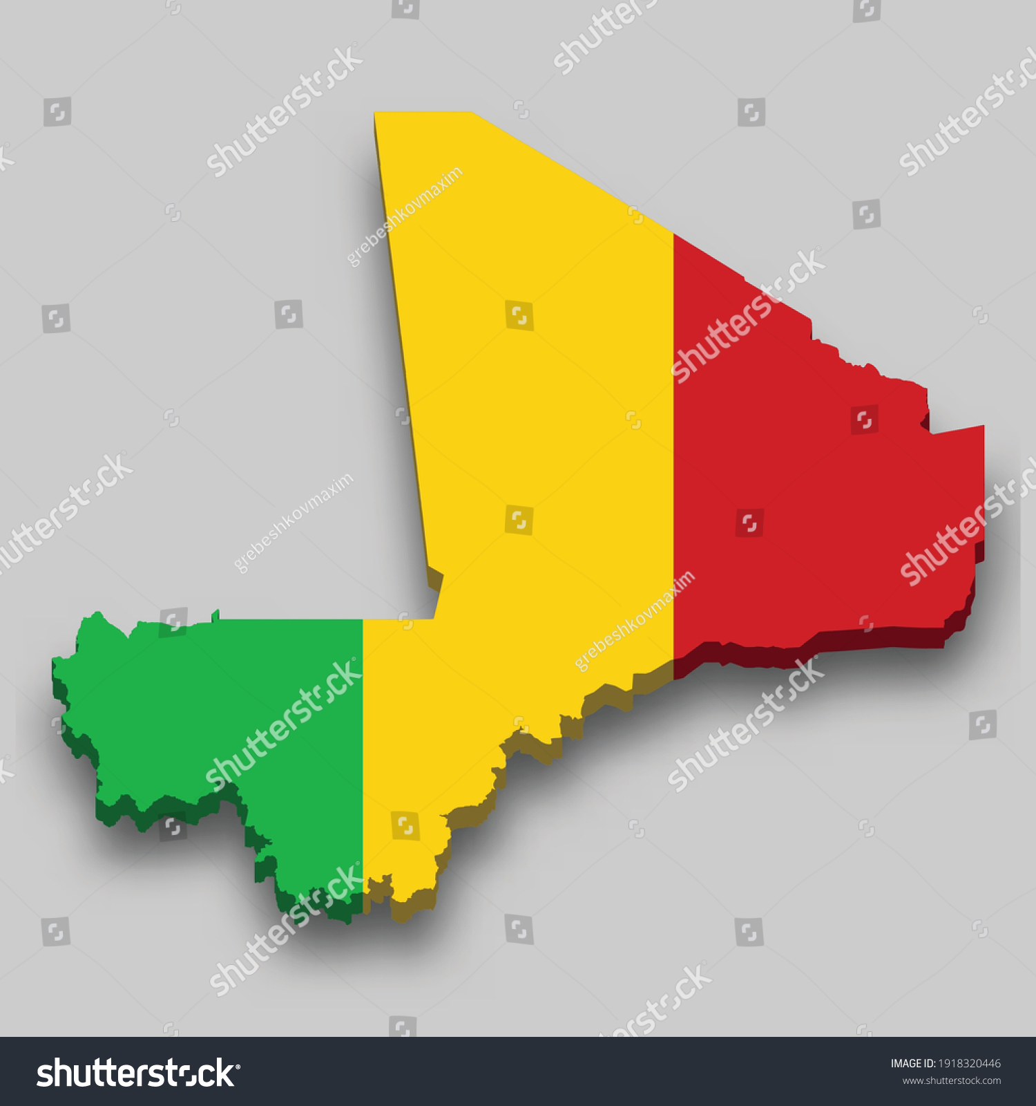 recommend clip art: 3d isometric Map of Mali with national flag. Vector Illustration.