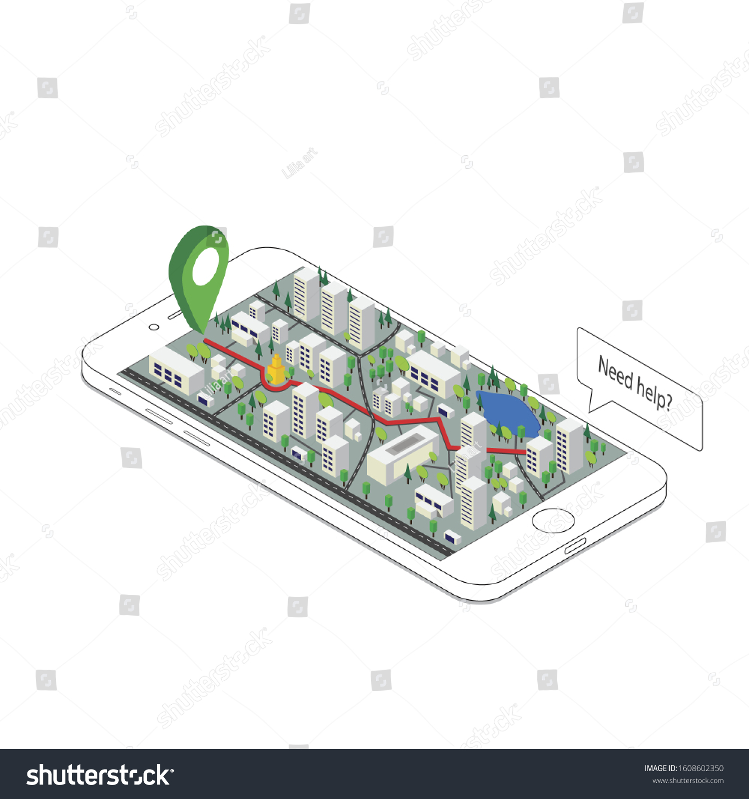 3d Isometric Mobile Gps Navigation Concept Stock Vector Royalty Free 1608602350 Shutterstock 8351