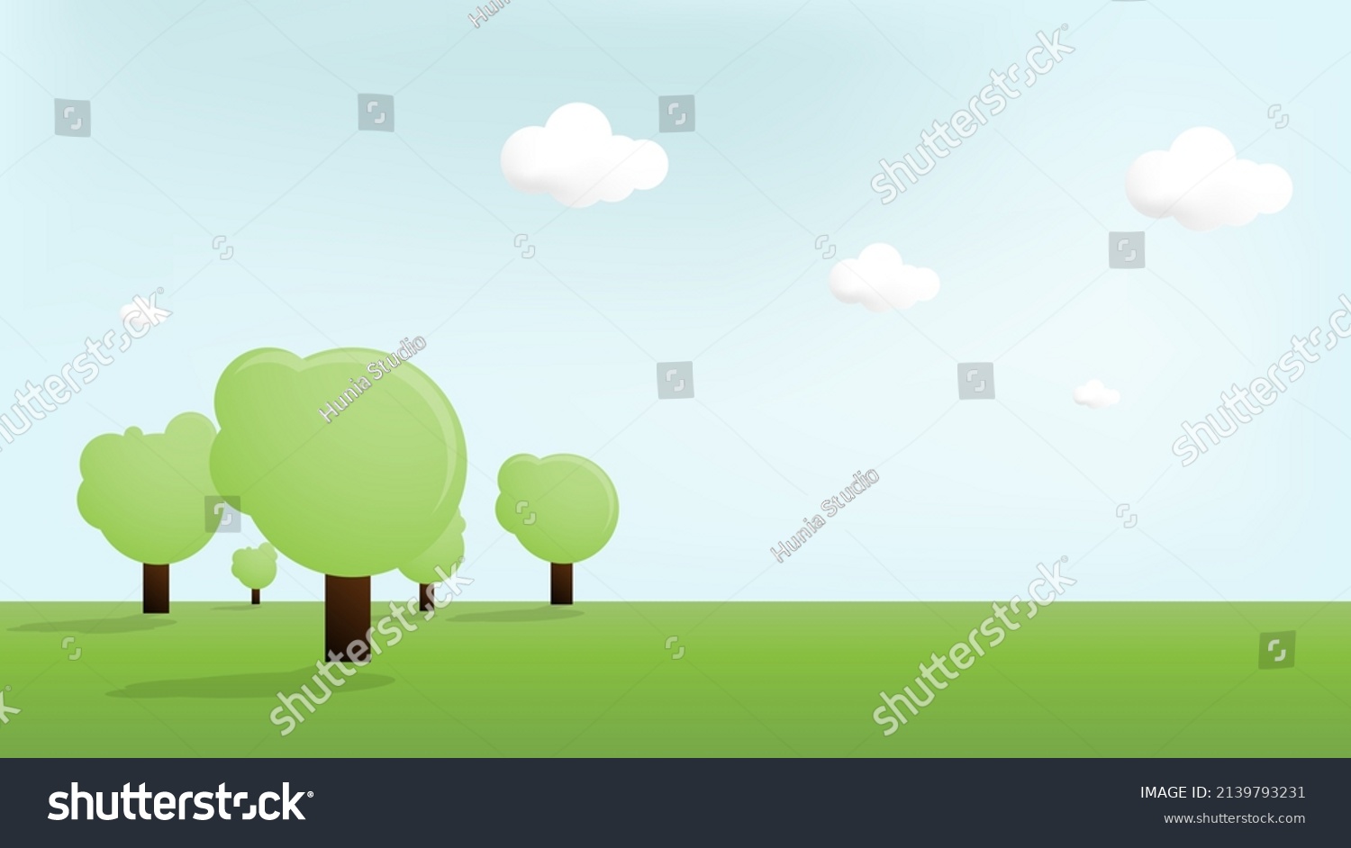 3d Landscape Illustration 3d Trees Sun Stock Vector (Royalty Free ...