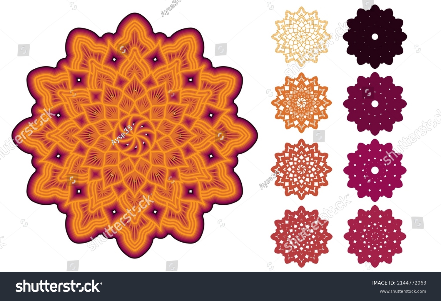SVG of 3d Layered Mandala. Eps10 Mandala Multilayer Cut File, 8 layers. Multilayer elements for paper cutting or machine cutting. svg