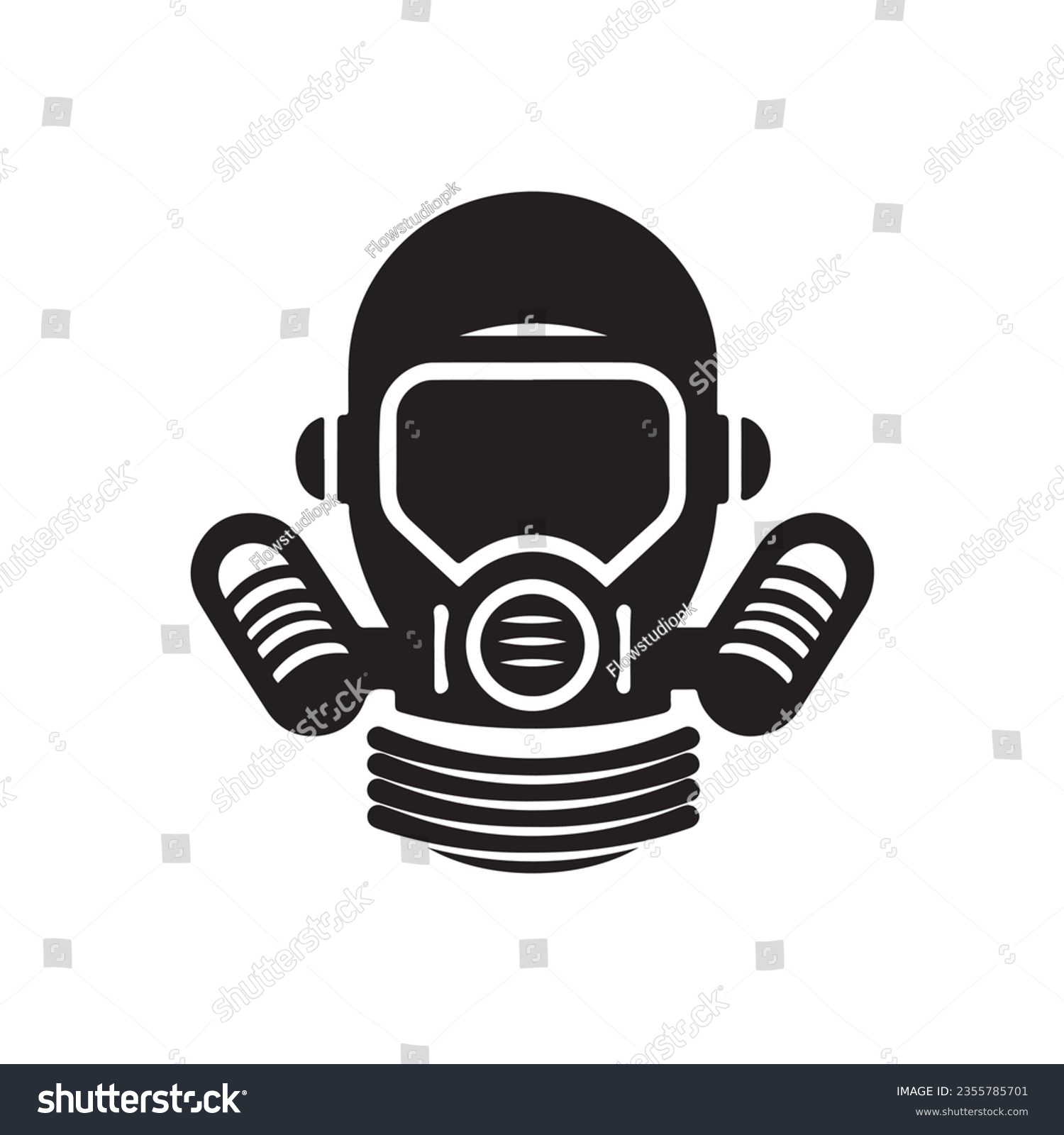 black gas mask, protective equipment clip art preview