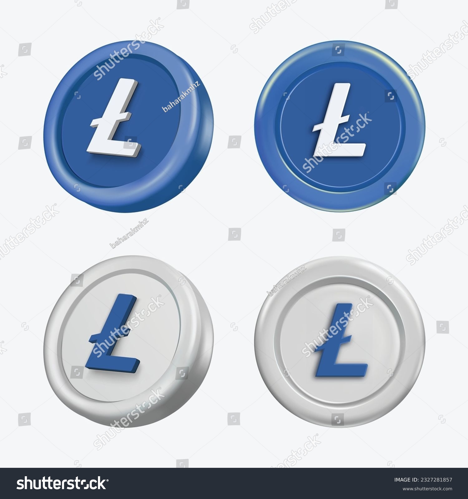SVG of 3d Litecoin Cryptocurrency Coin (LTC) on white background. Vector illustration. blue svg