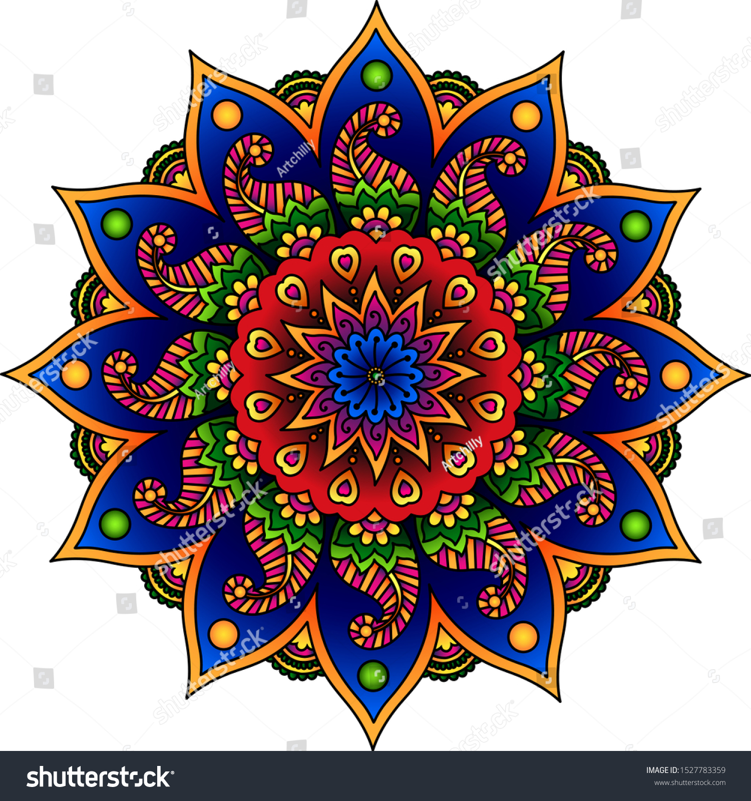 Download 3d Mandala Design Happy Diwali Colorful Stock Vector Royalty Free 1527783359