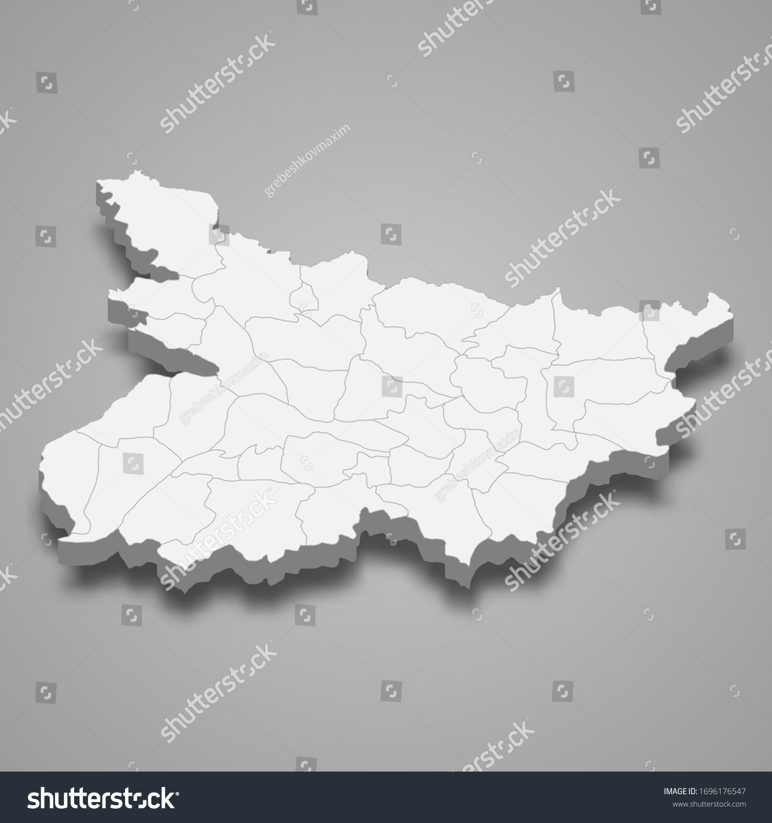 3d Map Bihar State India Stock Vector (Royalty Free) 1696176547