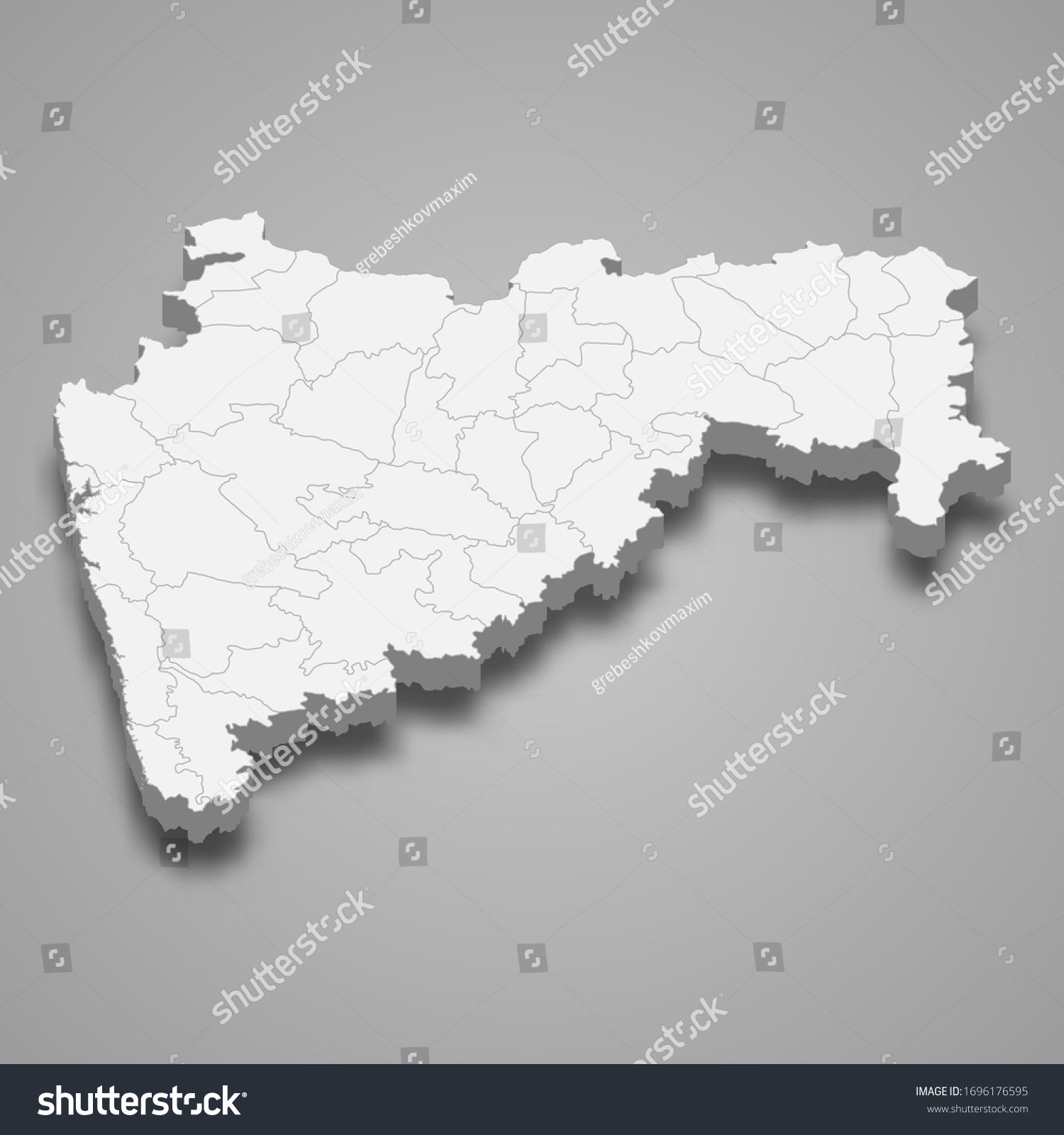 3d Map Maharashtra State India Stock Vector Royalty Free 1696176595 4264