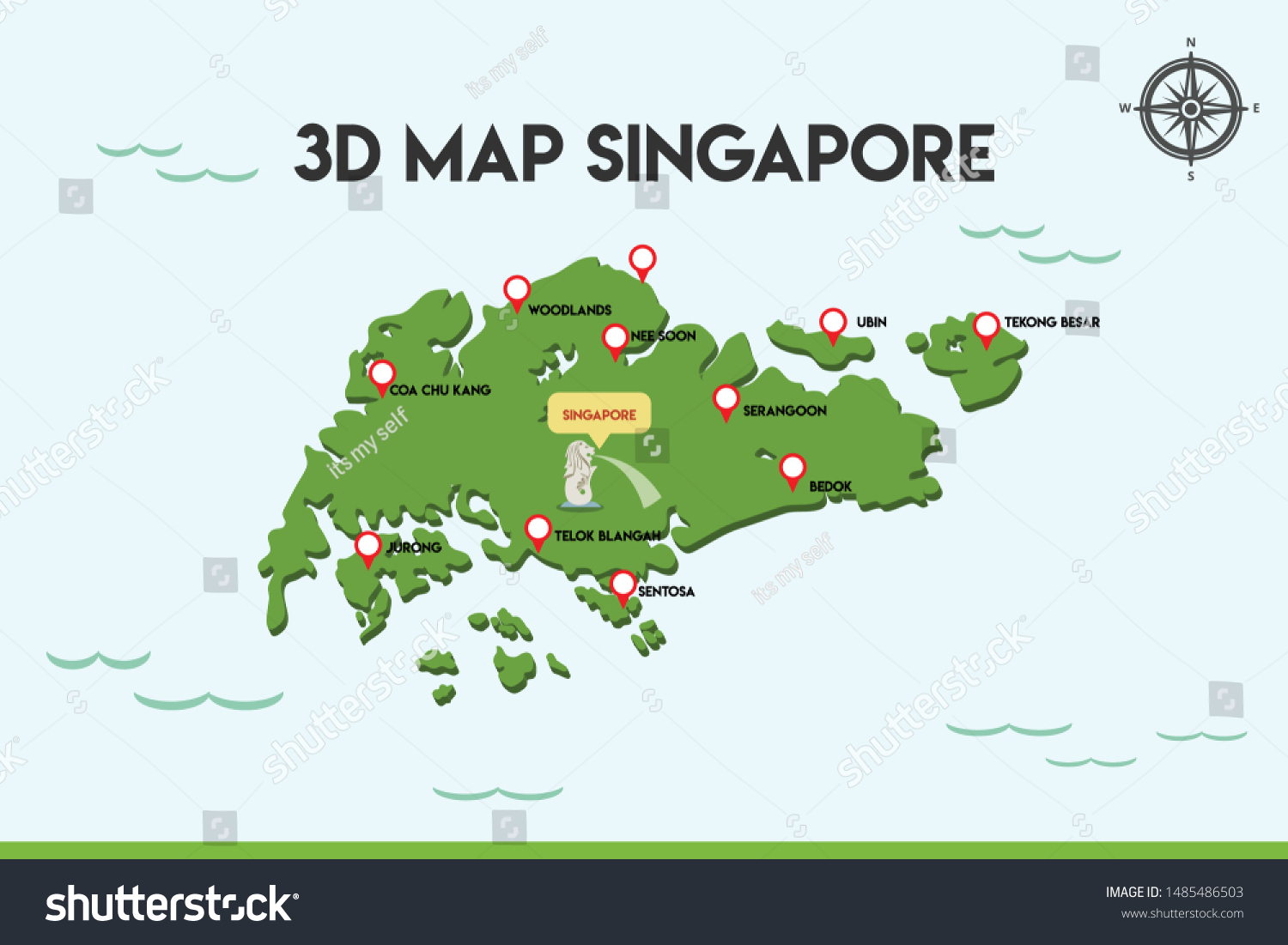 3d Map Of Singapore 3D Map Country Singapore Covering All Stock Vector (Royalty Free)  1485486503 | Shutterstock