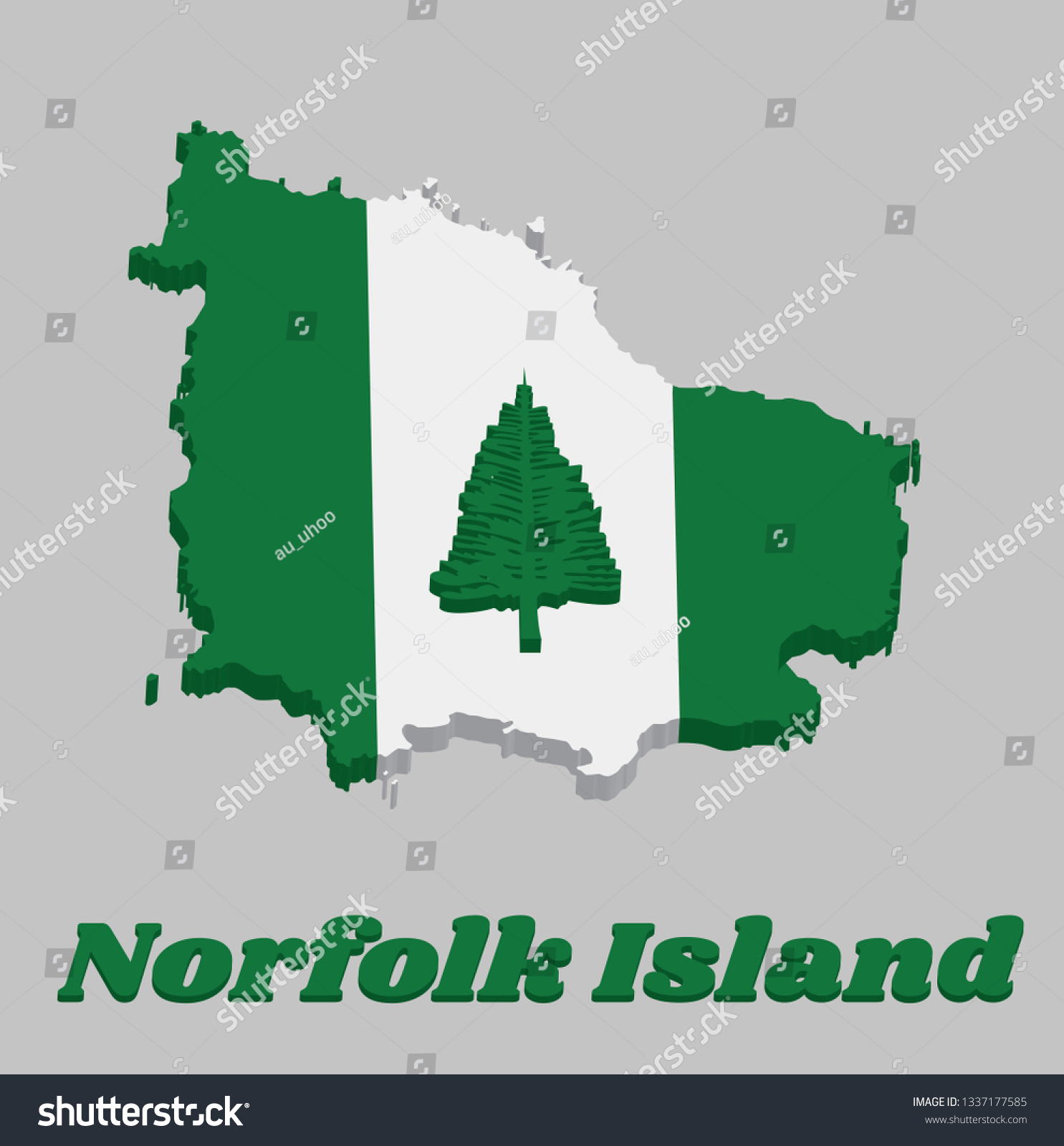 3d Map Outline Flag Norfolk Norfolk Stock Vector Royalty Free