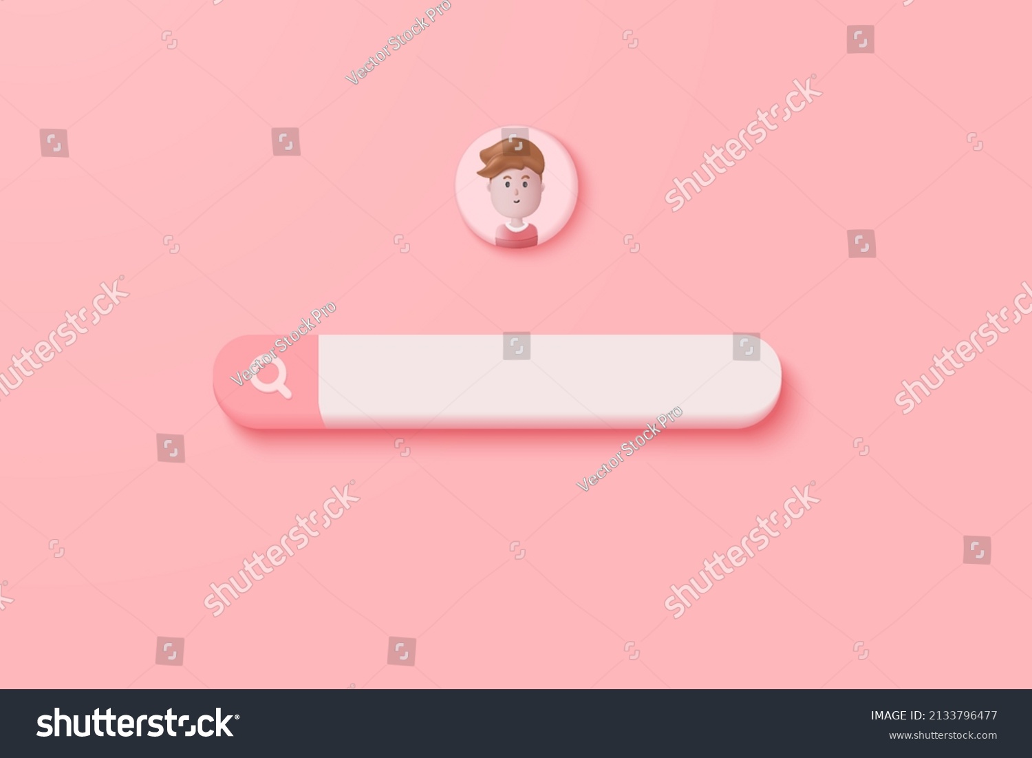 3d Minimal Search Bar Magnifying Glass Stock Vector (Royalty Free ...