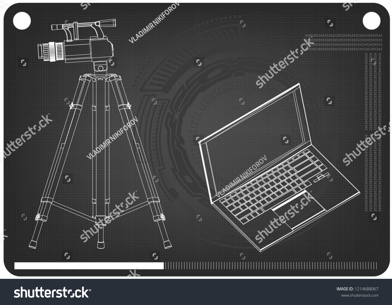 3 d model laptop camcorder tripod on stock vector (royalty free Dell E6410 Laptop Diagram 3d model of laptop and camcorder with a tripod on a black background
