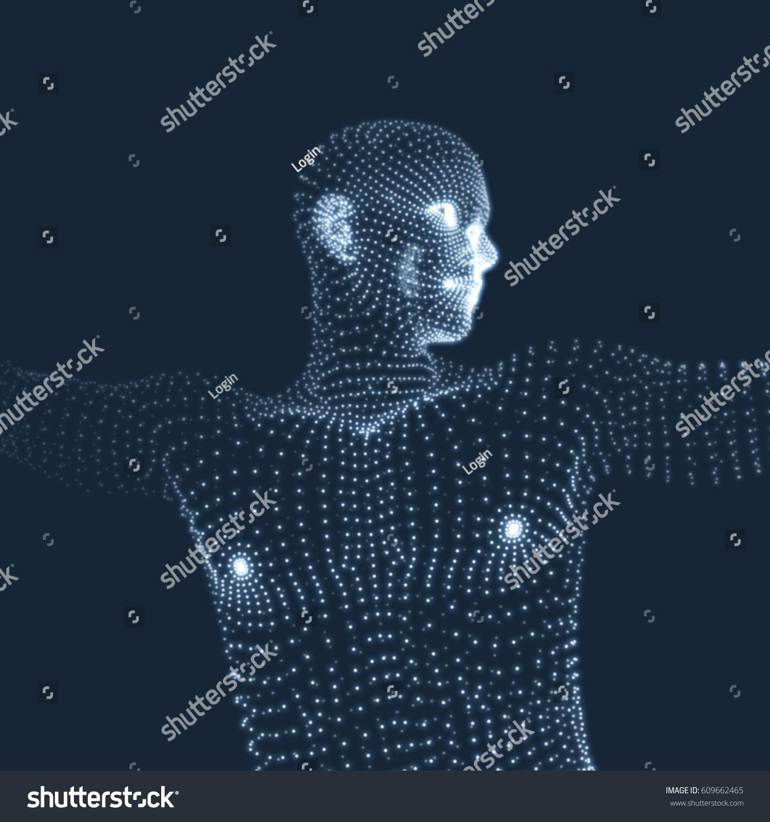 3d Model Man Human Body Design Stock Vector (Royalty Free) 609662465