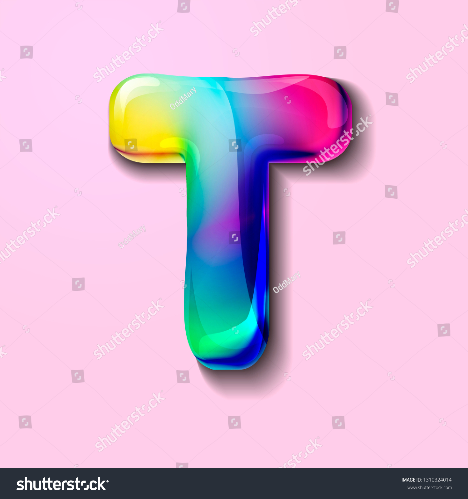 3d Modern Holographic Letter T 3d: vector de stock (libre de regalías ...