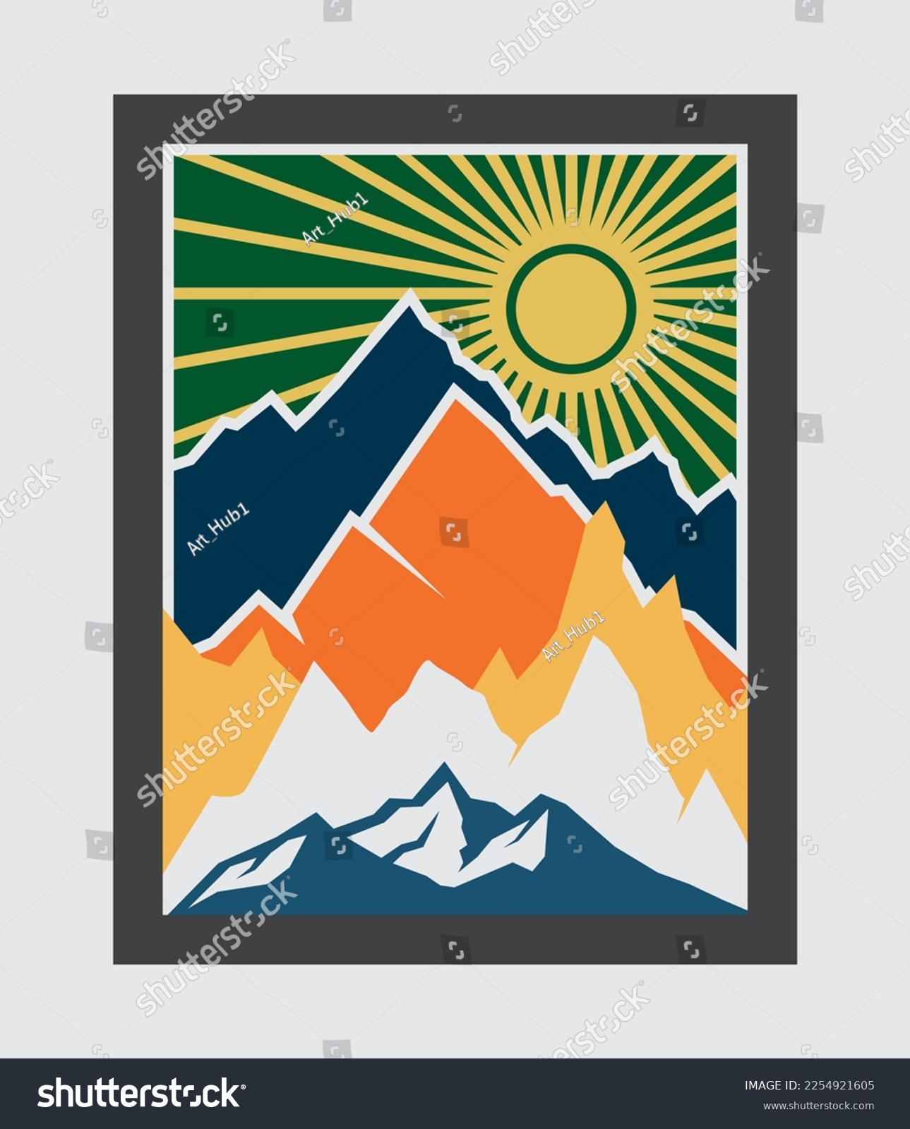SVG of 3d Mountain Shadow Box laser cut, svg