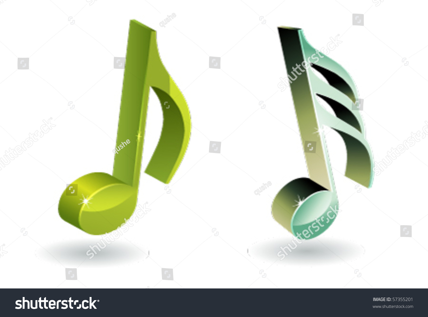 3d Music Note Symbol Set Stock Vector Illustration 57355201 : Shutterstock