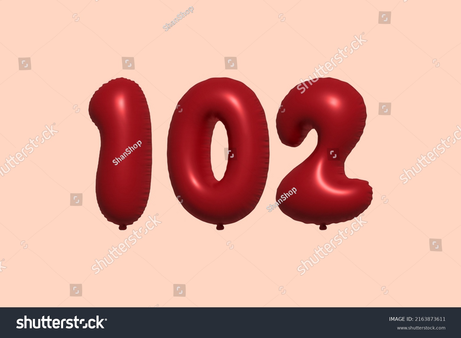 SVG of 102 3d number balloon made of realistic metallic air balloon 3d rendering. 3D Red helium balloons for sale decoration Party Birthday, Celebrate anniversary, Wedding Holiday. Vector illustration svg