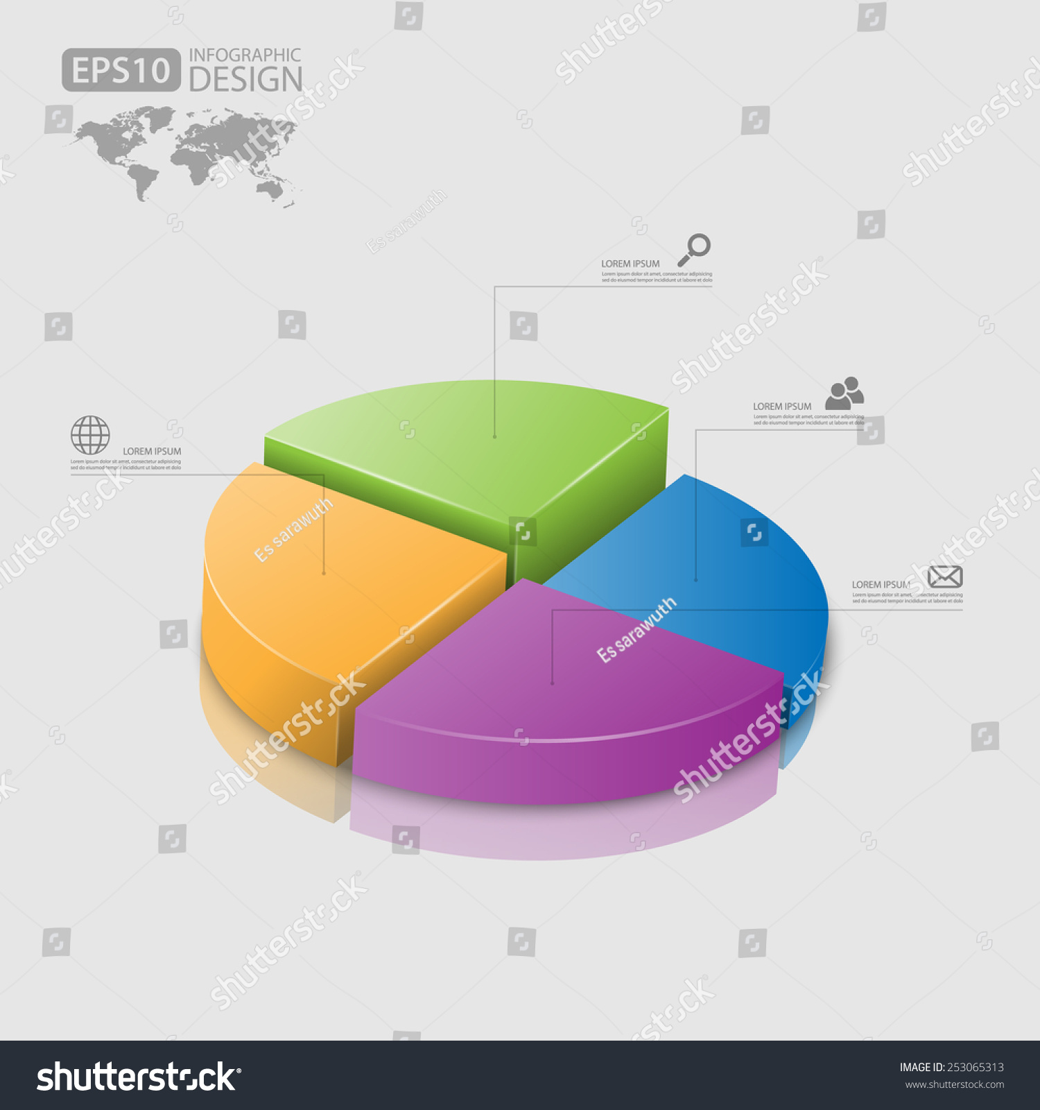 3 D Pie Chart Graph Vector Illustration Stock Vector (Royalty Free