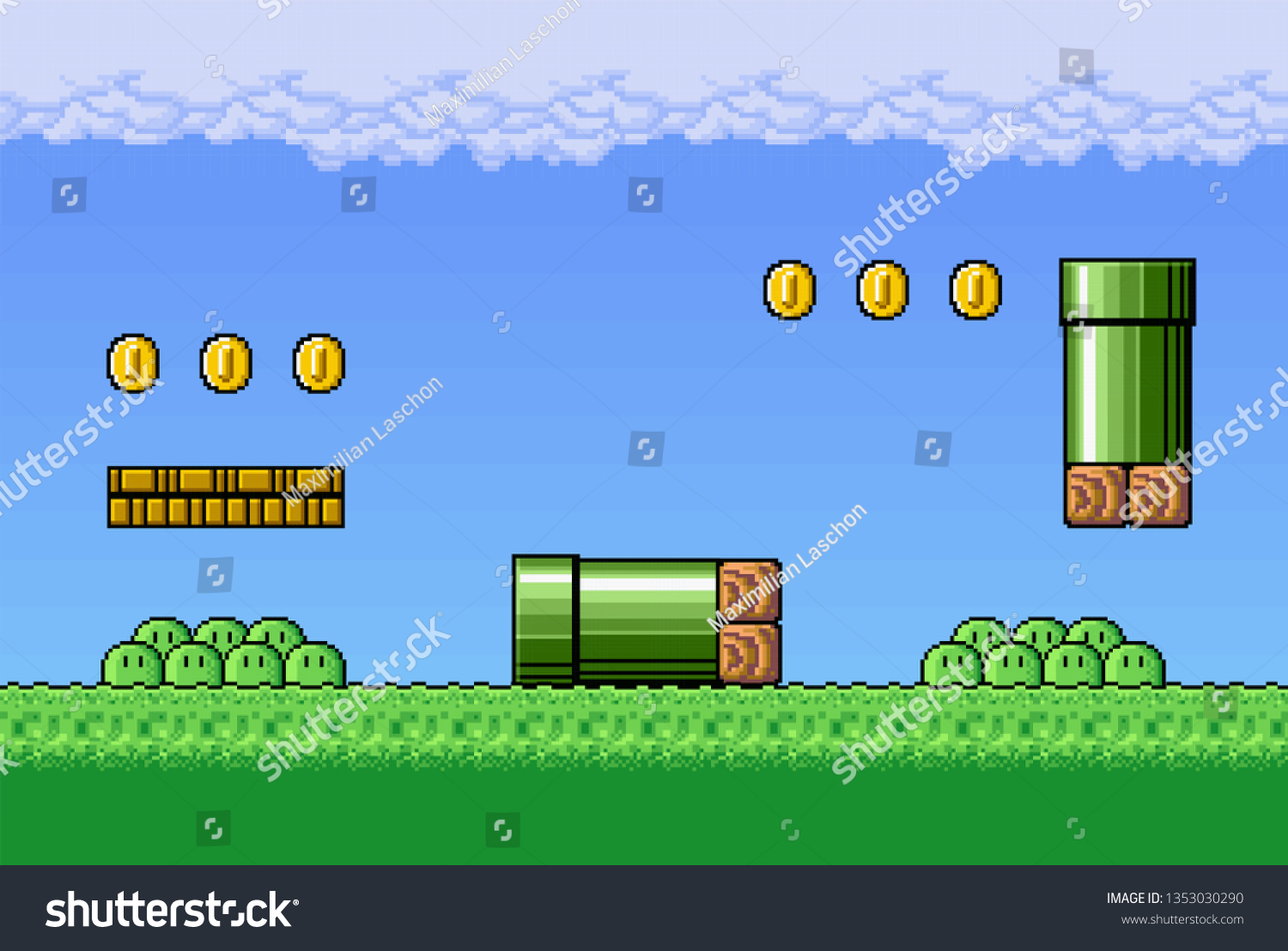 2d Pixel Art Retro Game Assets Stock Vector Royalty Free