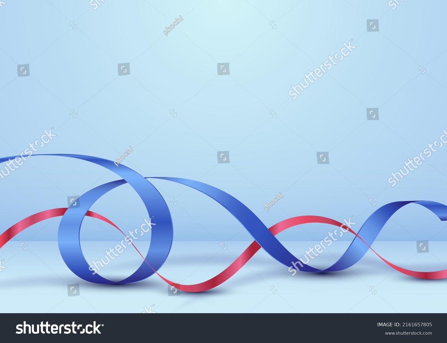 3d Realistic Blue Red Ribbon Curly Stock Vector (Royalty Free