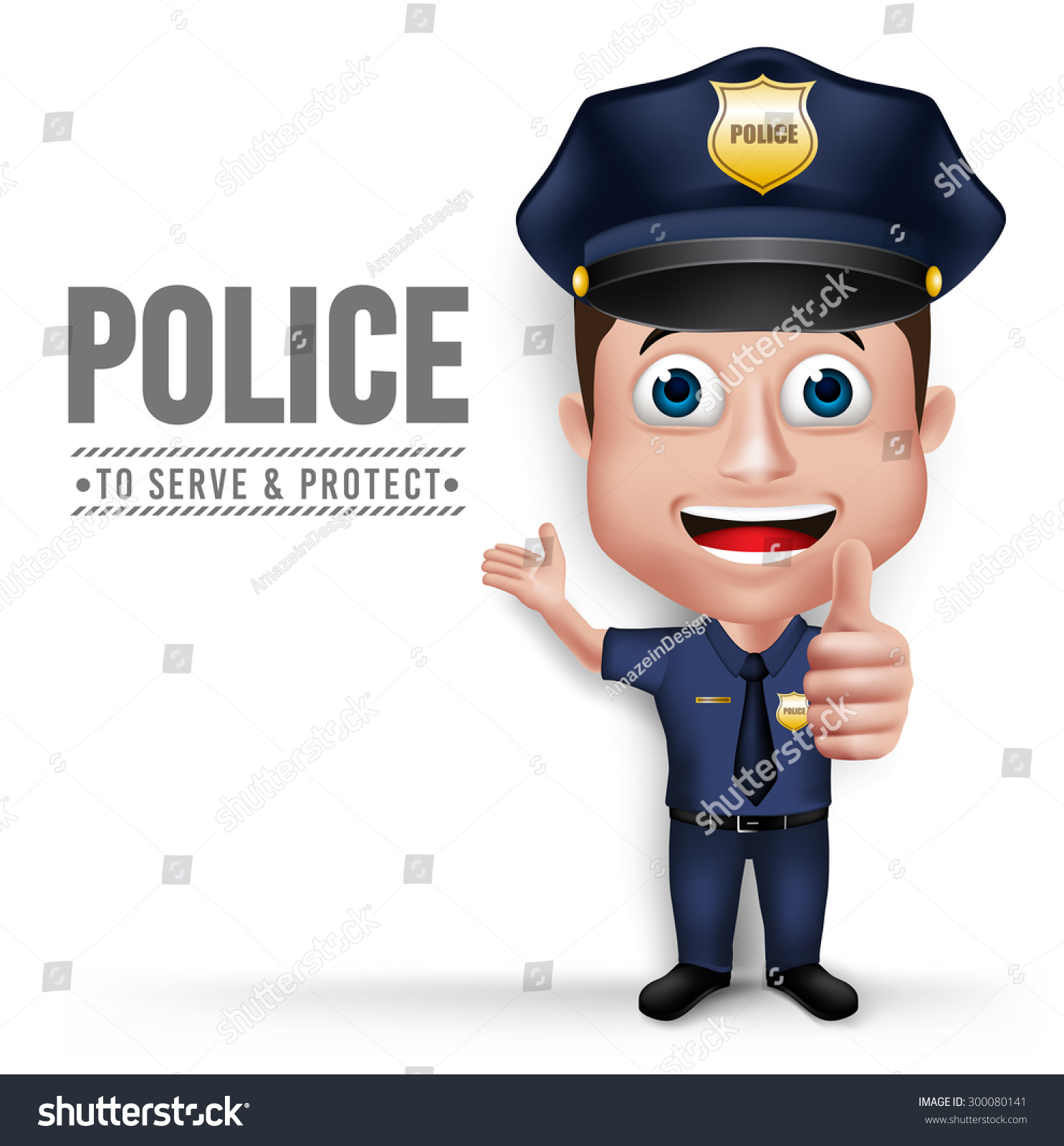 3d Realistic Friendly Police Man Character Policeman In Uniform For ...