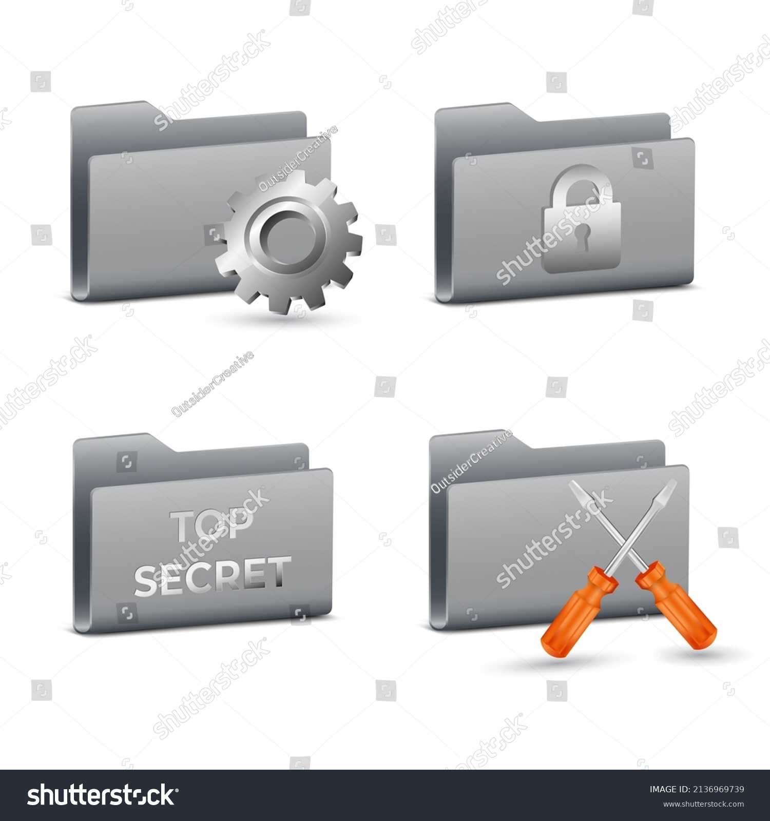 3d Realistic Illustration Rendering Metal Folder Stock Vector Royalty