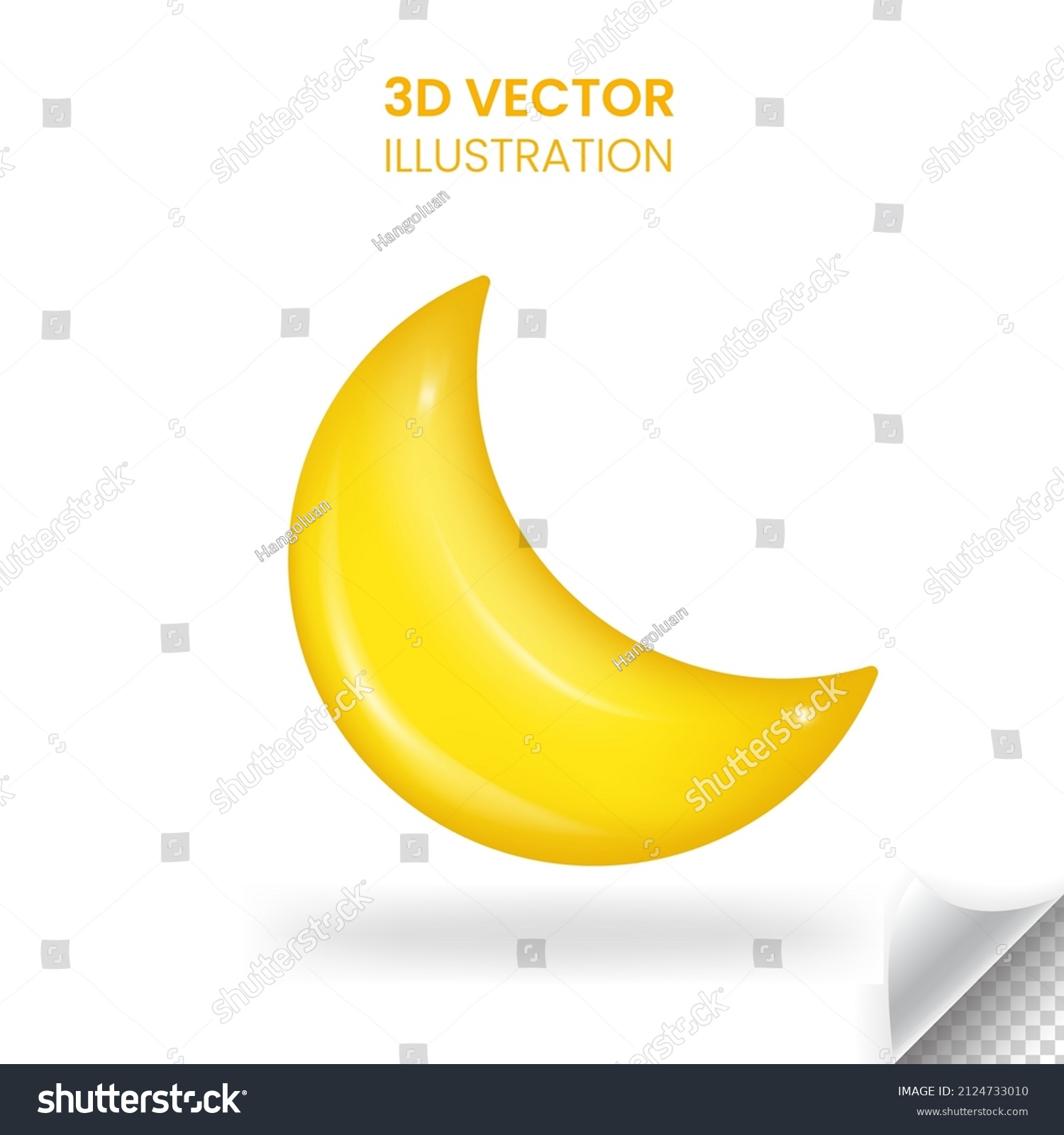 3d Realistic Crescent Moon Vector Illustration Stock Vector Royalty Free 2124733010 Shutterstock 